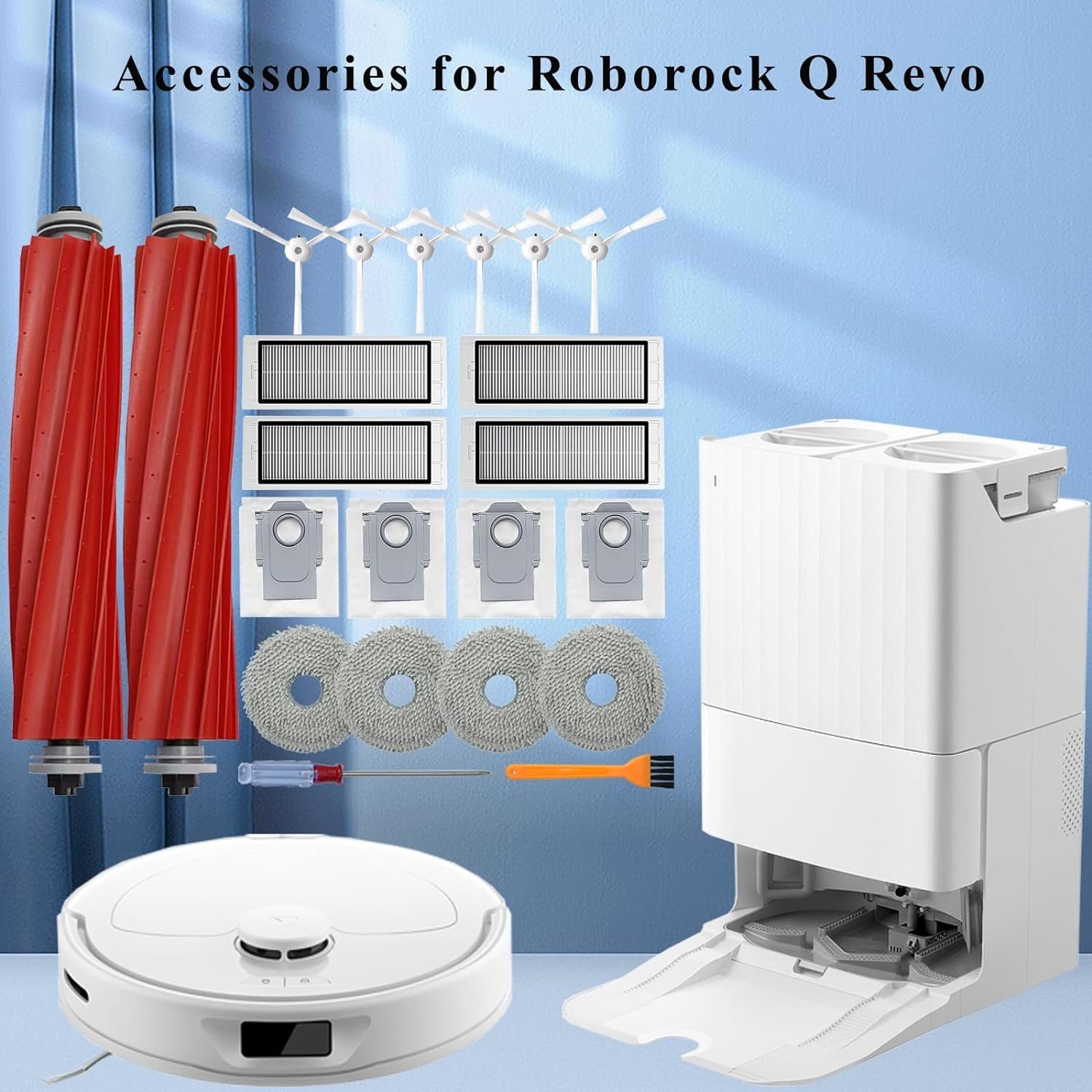 Zubehör Q für Revo,Zubehörset Staubsaugerdüsen-Set Revo XDOVET Roborock Roboter für Q Roborock