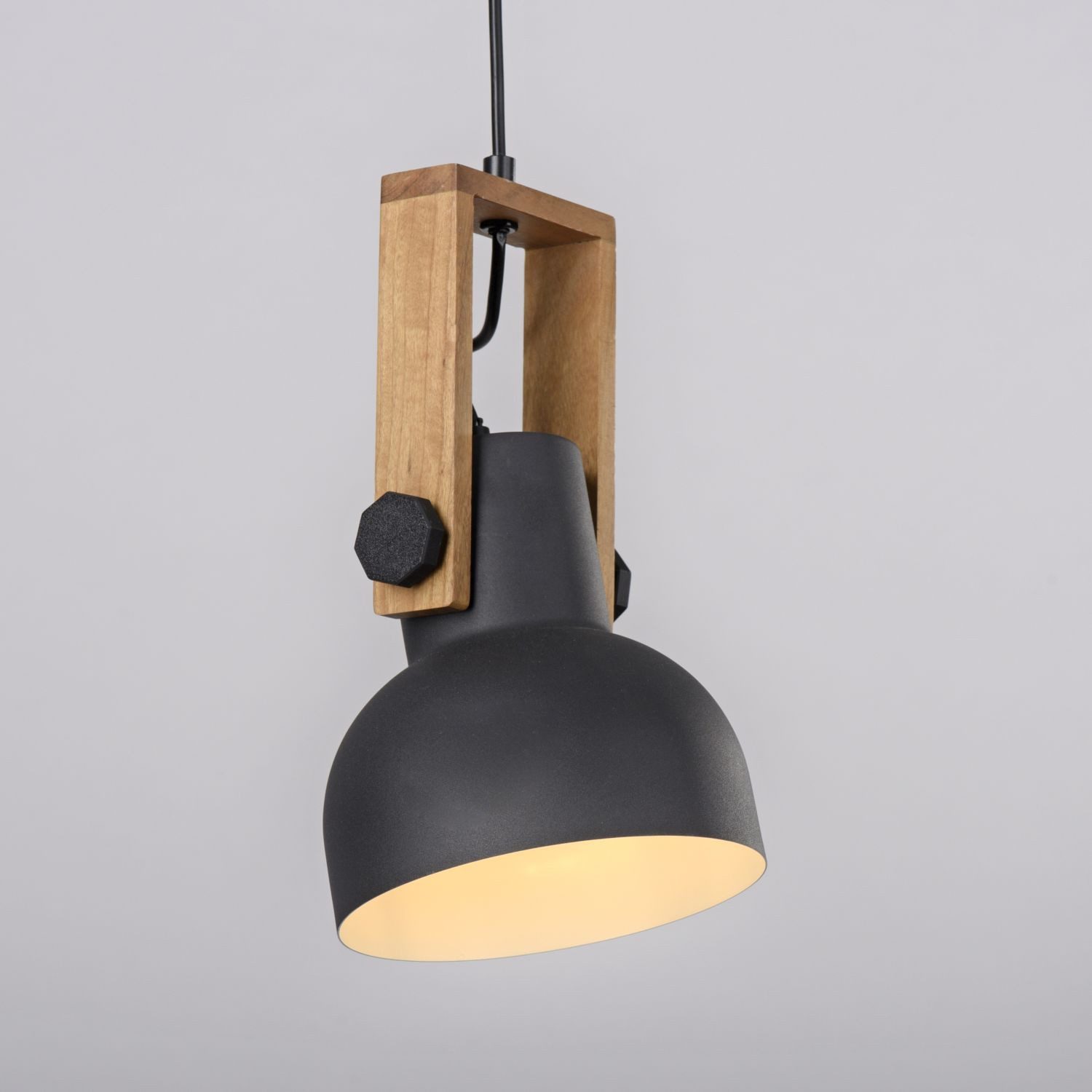 Licht-Erlebnisse Pendelleuchte KORVIC, ohne Leuchtmittel, Metall E27 H: max. 120 cm Schwarz Natur rund Industrial Design