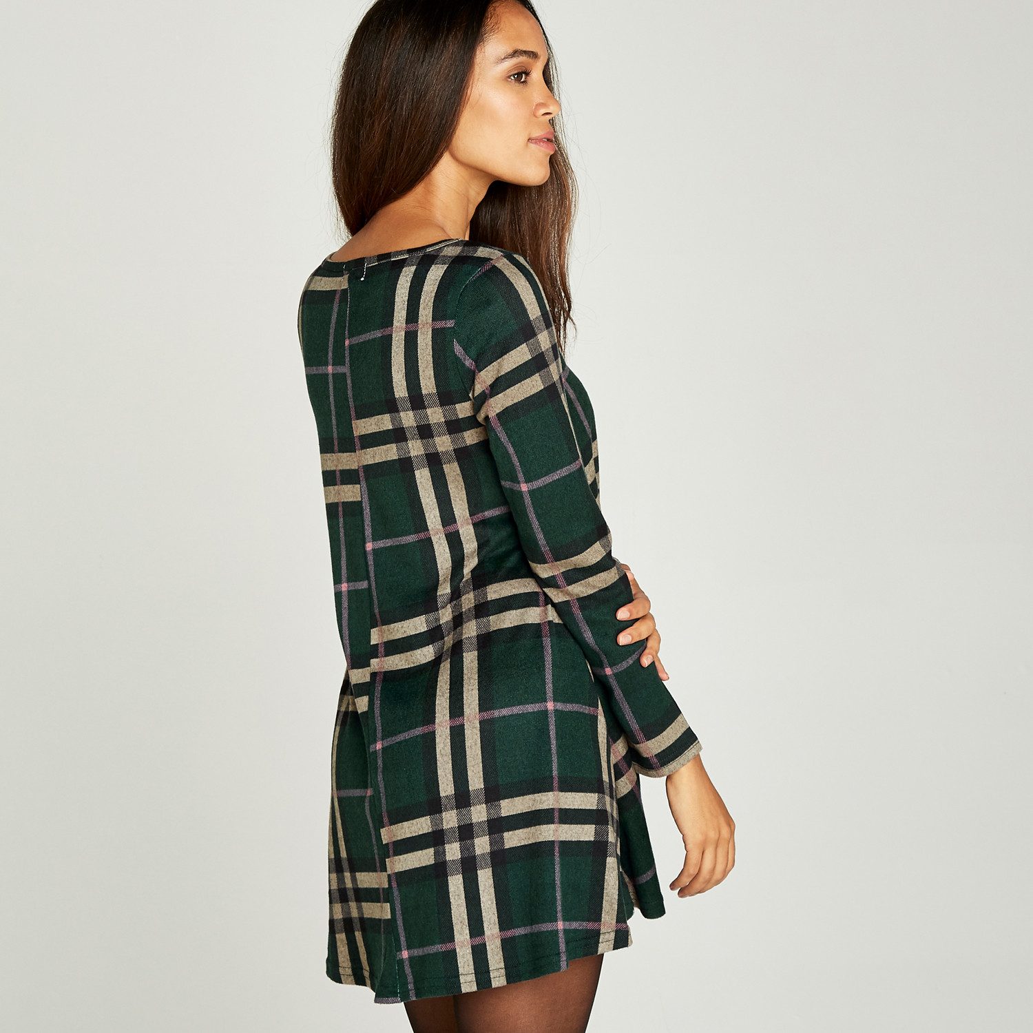 Apricot Strickkleid Swingdress (1-tlg) mit Karodruck günstig online kaufen