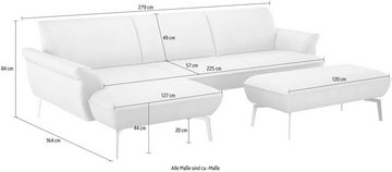 himolla Ecksofa himolla 9900, Recamiere rechts o. links, Füße anthrazit, mit Hocker