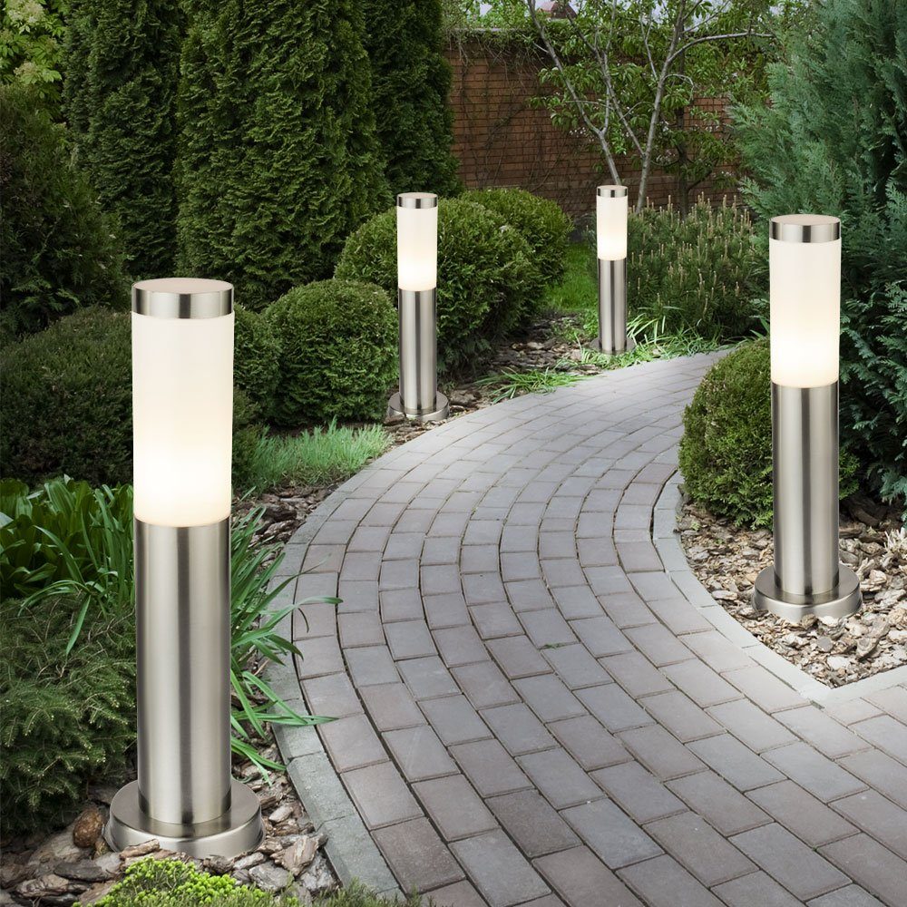 Warmweiß, Stand Garten Leuchtmittel Außen Strahler etc-shop Erdspieß Leuchte Außen-Stehlampe, inklusive, silber LED Steck