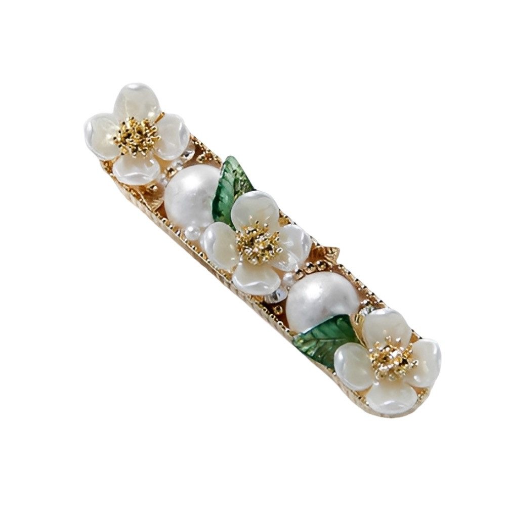 The Beauty House Haarspange Elegante Haarklammer mit Perlen & Blumen Haarkamm Haarschmuck, Stilvolle Haaraccessoires für Damen, Hochzeit, Party & Alltag