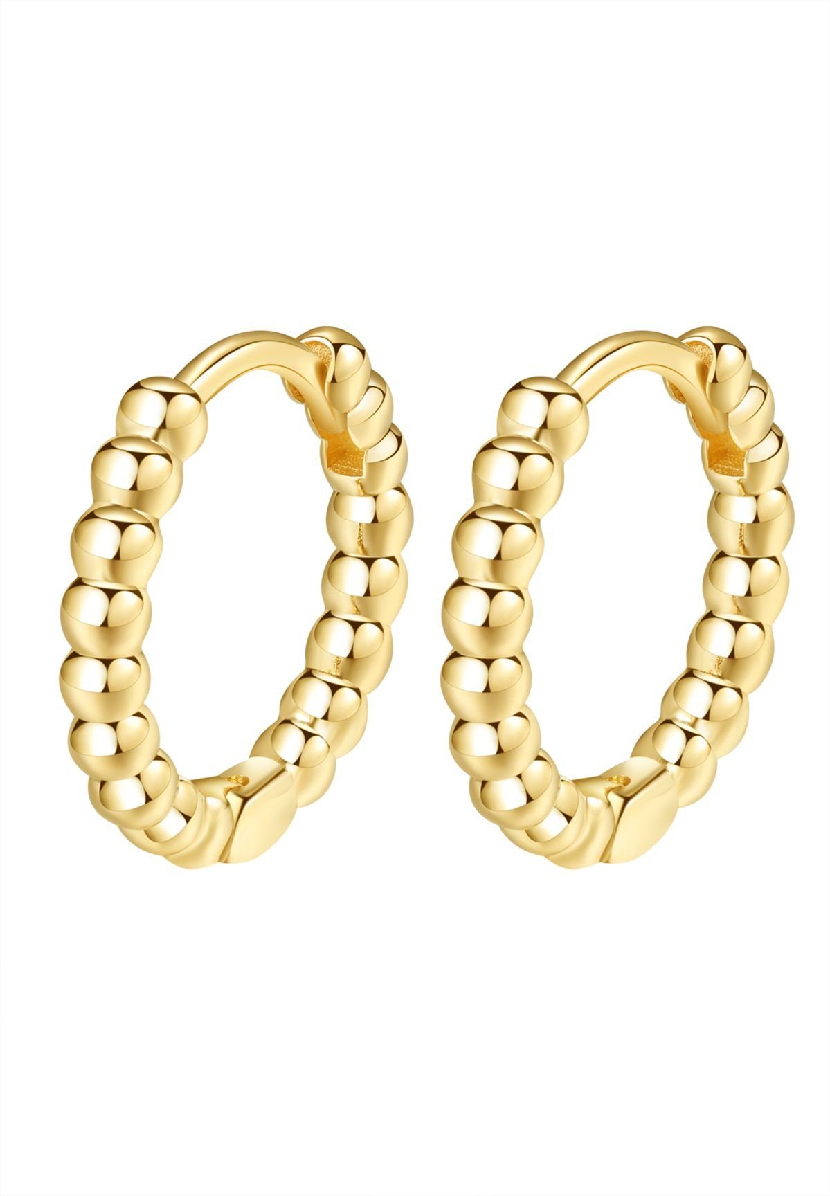 Dear Me Paar Creolen Zeitlose Kugel Ohrringe Gold 585 Herren, Kugel Unisex Creolen 14K Echtgold im Erbs Design, zum Kombinieren