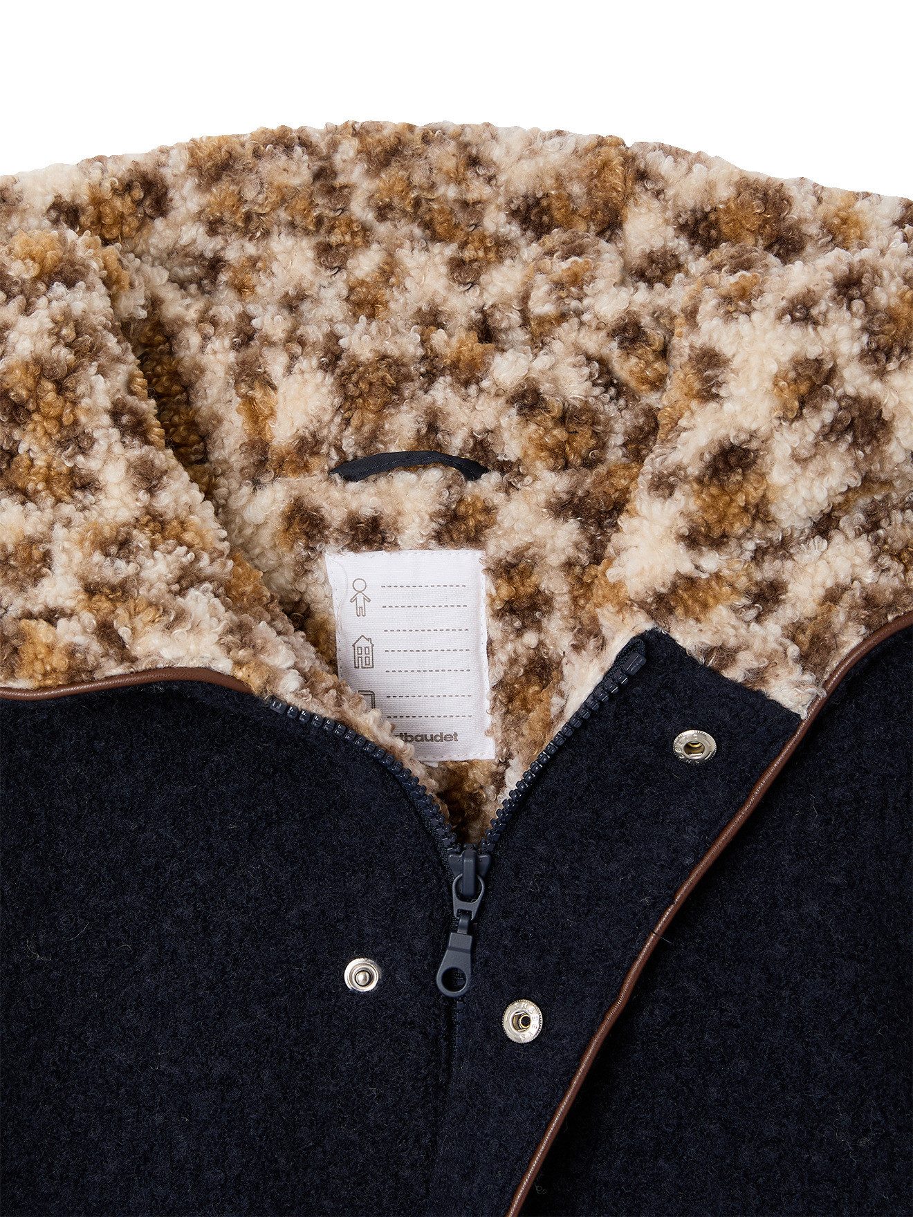 vertbaudet Dufflecoat Mädchen Wintermantel mit Kapuze und Webpelzfutter Leo-Print – Bild 4 von 5