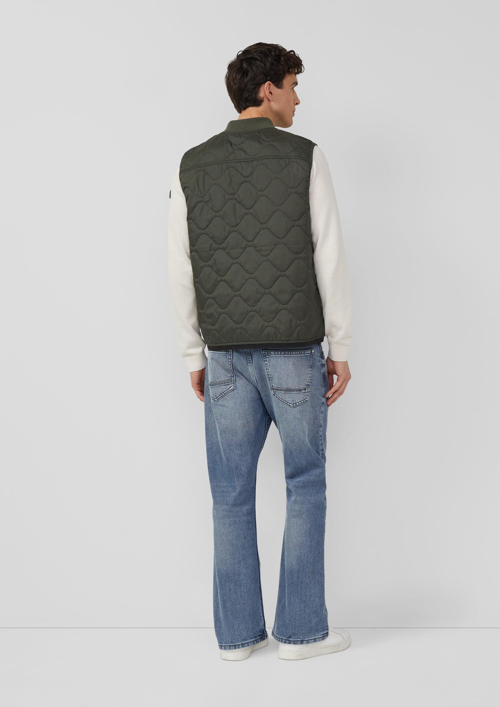 s.Oliver Outdoorjacke Outdoor-Weste Leichte Steppweste mit Bomberkragen im Workwear-Stil