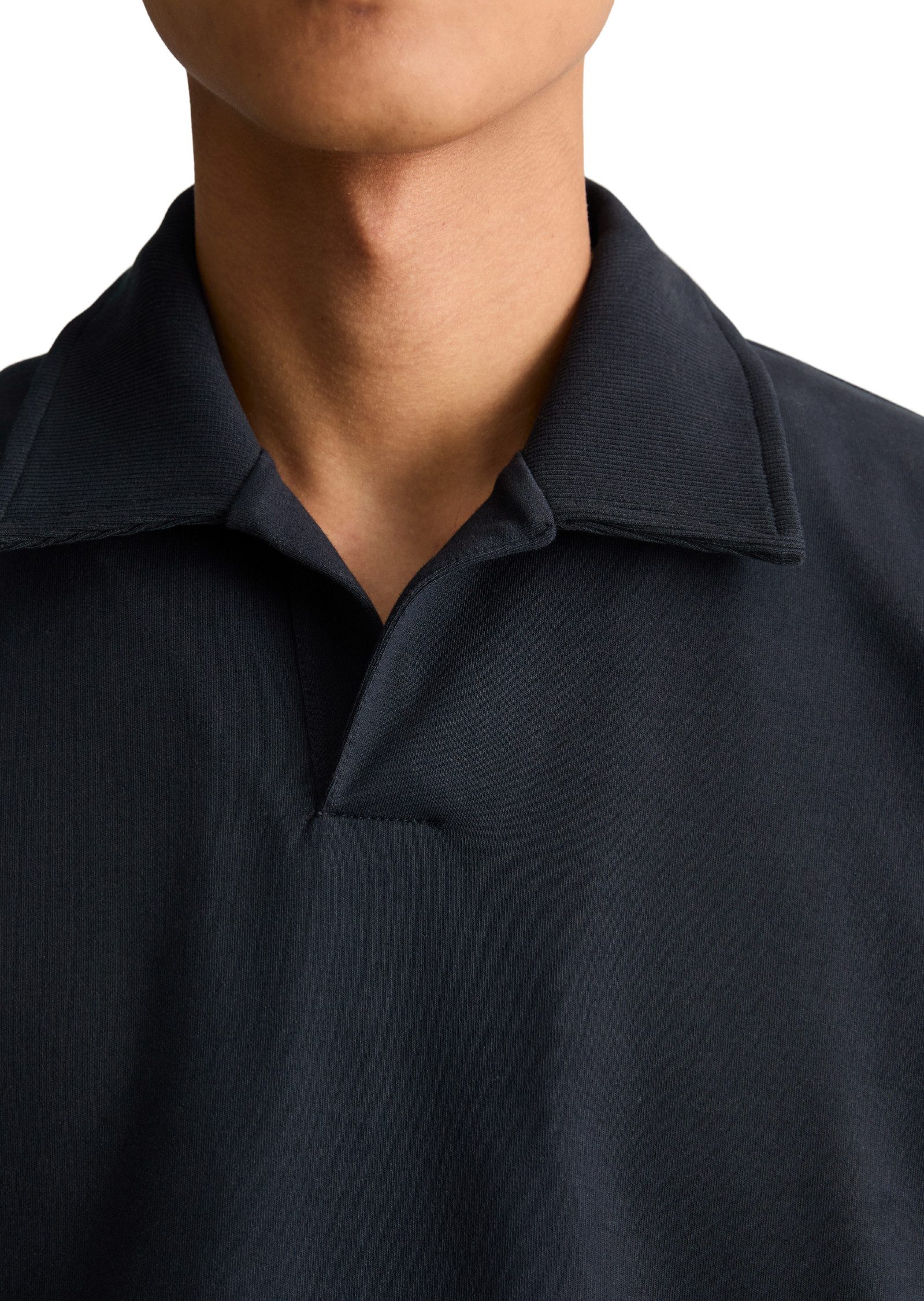 Marc O'Polo DENIM Langarm-Poloshirt Polo-Sweatshirt regular aus schwerem Interlock Jersey