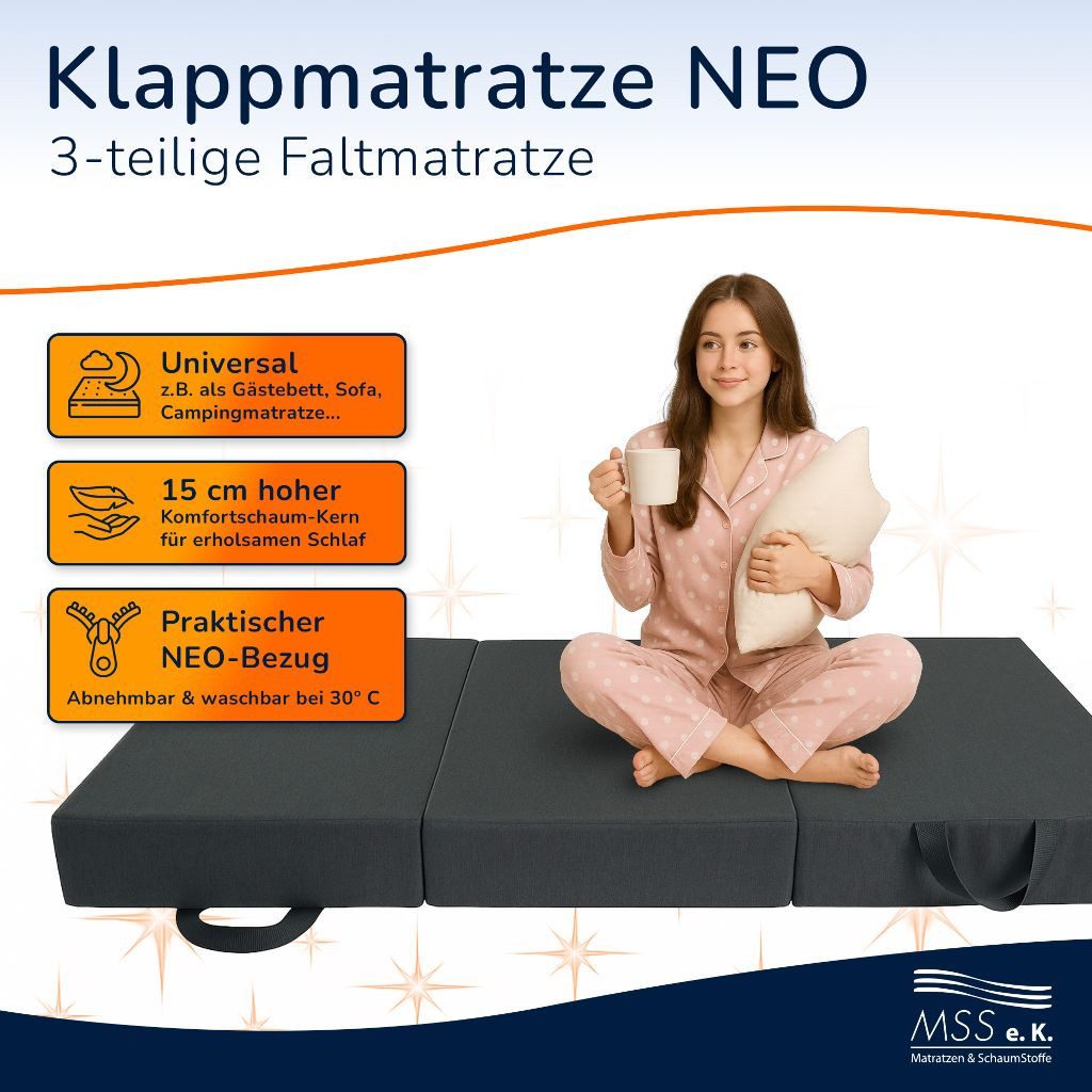 Klappmatratze Klappmatratze Neo, MSS e.K., 15 cm hoch, abnehmbarer Bezug günstig online kaufen