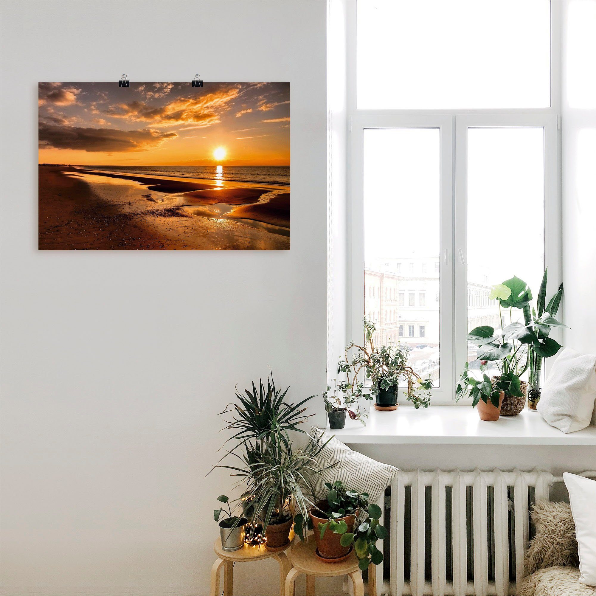 Artland (1 Strand St), Leinwandbild, Wandaufkleber Mittelmeer, versch. Alubild, Poster als am in Sonnenuntergang oder Wandbild Größen