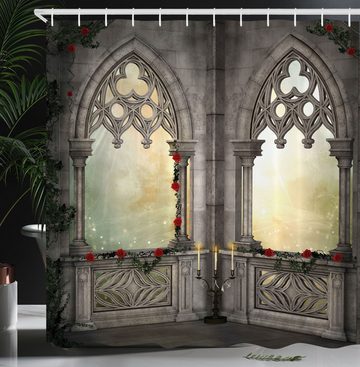 Abakuhaus Duschvorhang Moderner Digitaldruck mit 12 Haken auf Stoff Wasser Resistent Breite 175 cm, Höhe 180 cm, Mystik Oriental Rose und Blume