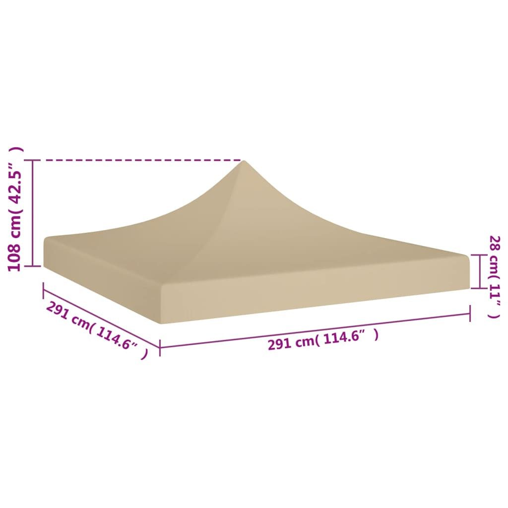 vidaXL Pavillon-Ersatzdach, Partyzelt-Dach 3x3 m Beige 270 g/m²