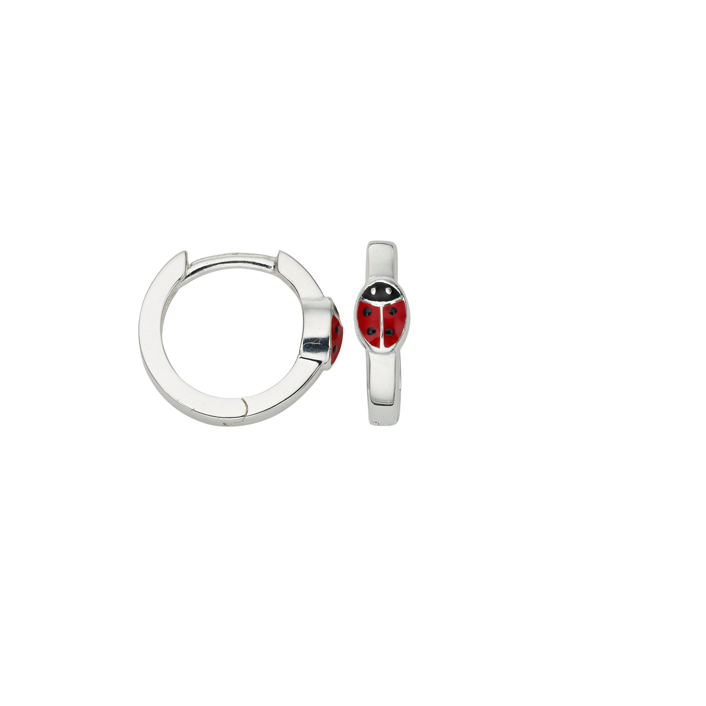 Firetti Paar Creolen Schmuck Geschenk Silber 925 Ohrschmuck Marienkäfer in mehreren Größen, Emaille