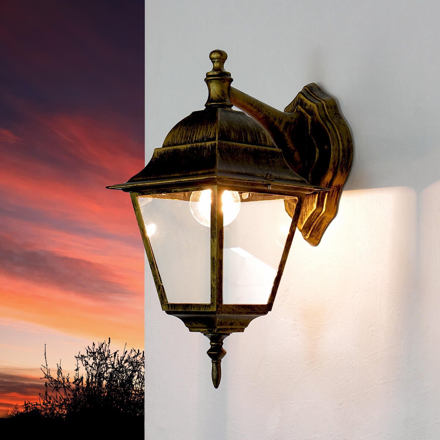 Licht-Erlebnisse Außen-Wandleuchte TIROL, ohne Leuchtmittel, Außenwandlampe für Haus Hof Balkon IP44 Rustikal Wandlaterne
