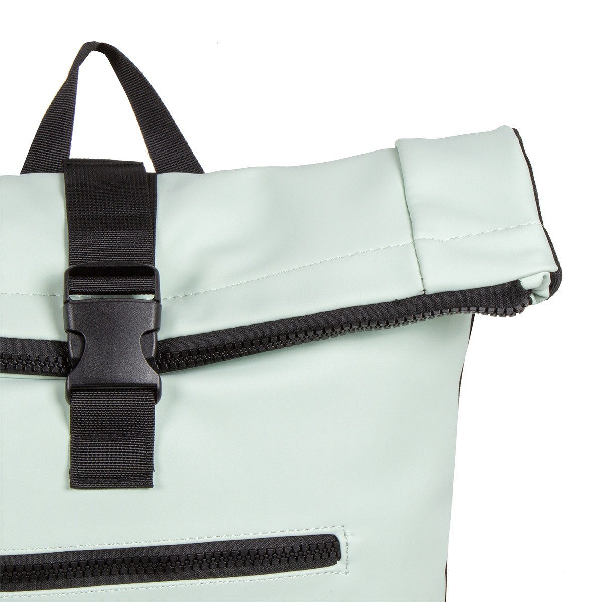NEW REBELS Laptoprucksack Roll Up RollTop Kurier Rucksack Freizeitrucksack Mart New York, wasserabweisend, Laptopfach, mint grün – Bild 3 von 5