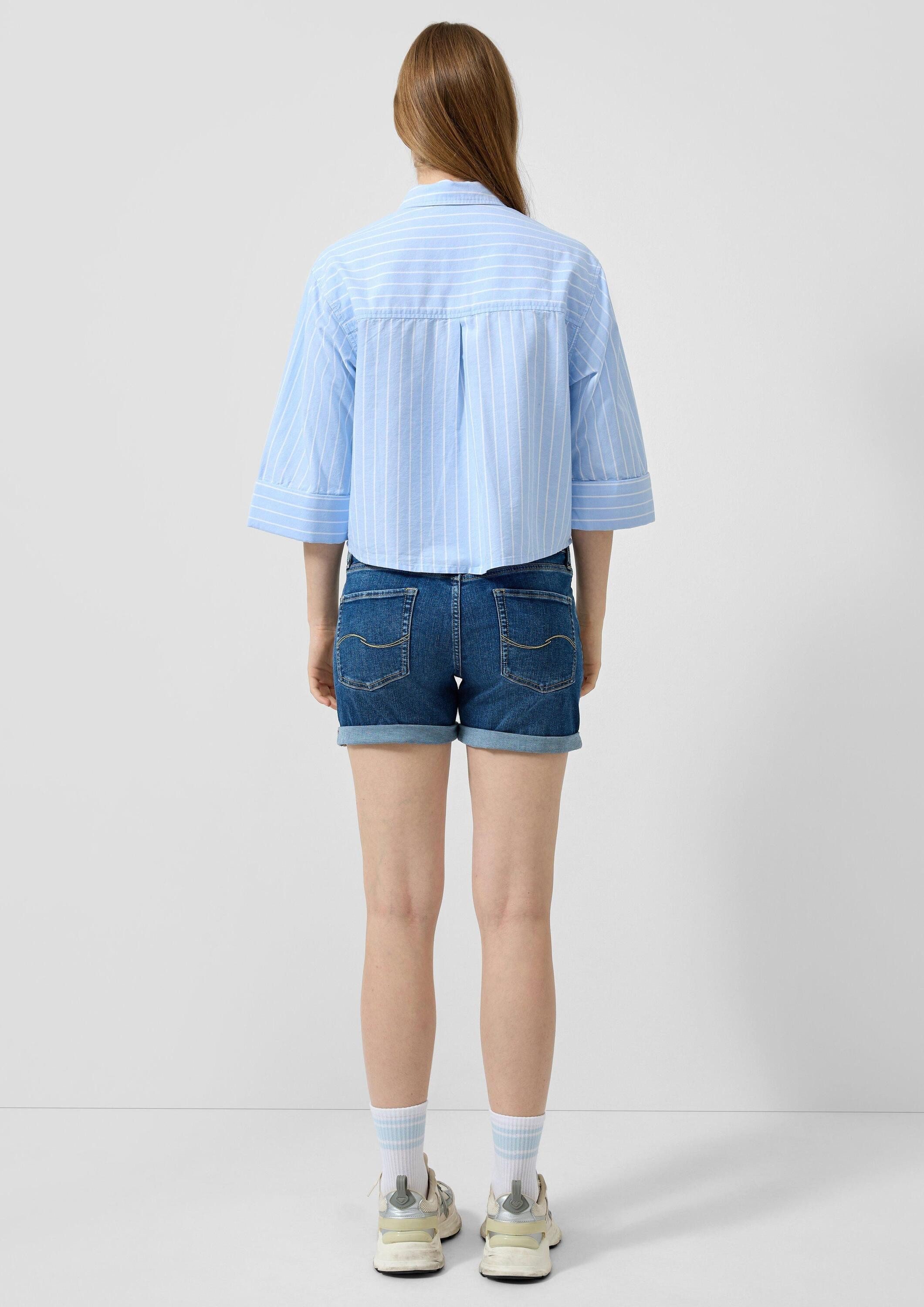 QS Kurzarmbluse Bluse Streifenbluse