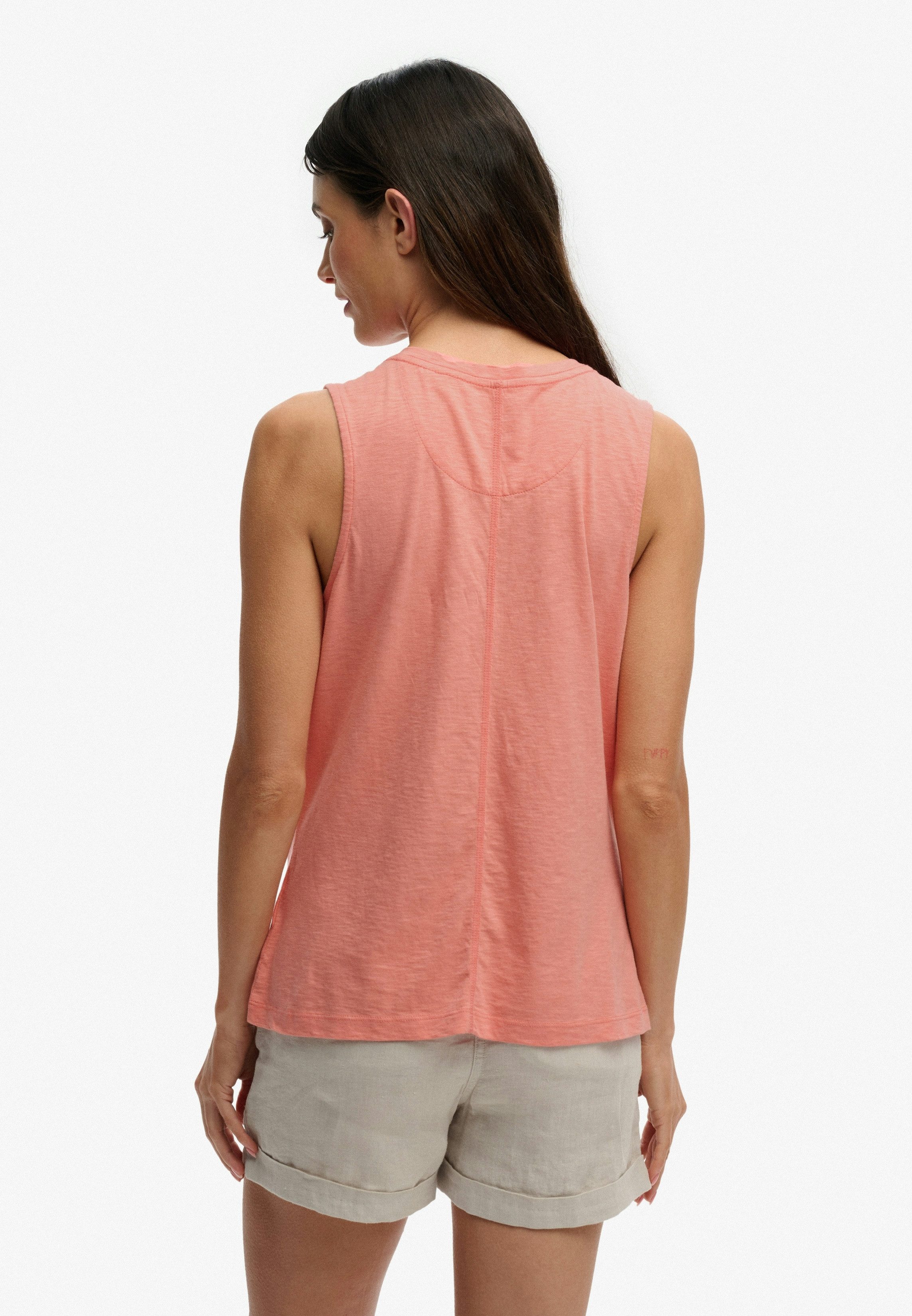 Superdry Tanktop STUDIOS VEE NECK VEST aus Baumwollmischung mit Lyocell, Regular Fit, ärmellos – Bild 4 von 5