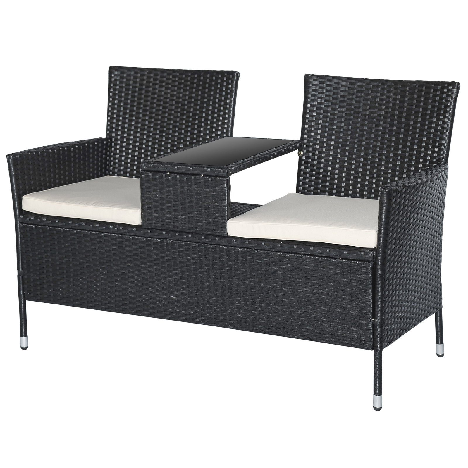 Outsunny Gartenbank Polyrattan Gartenbank