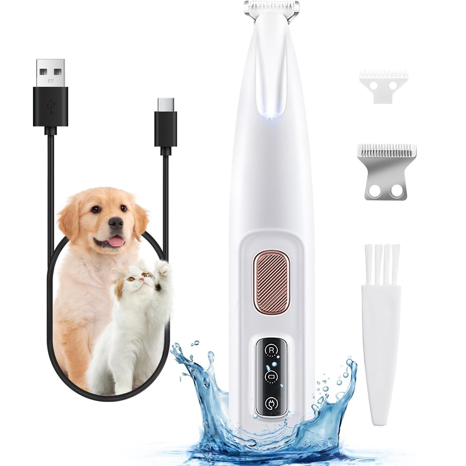 Hundeschermaschine Pfotentrimmer für Hunde katze Schermaschine hund Kabellos USB IPX5