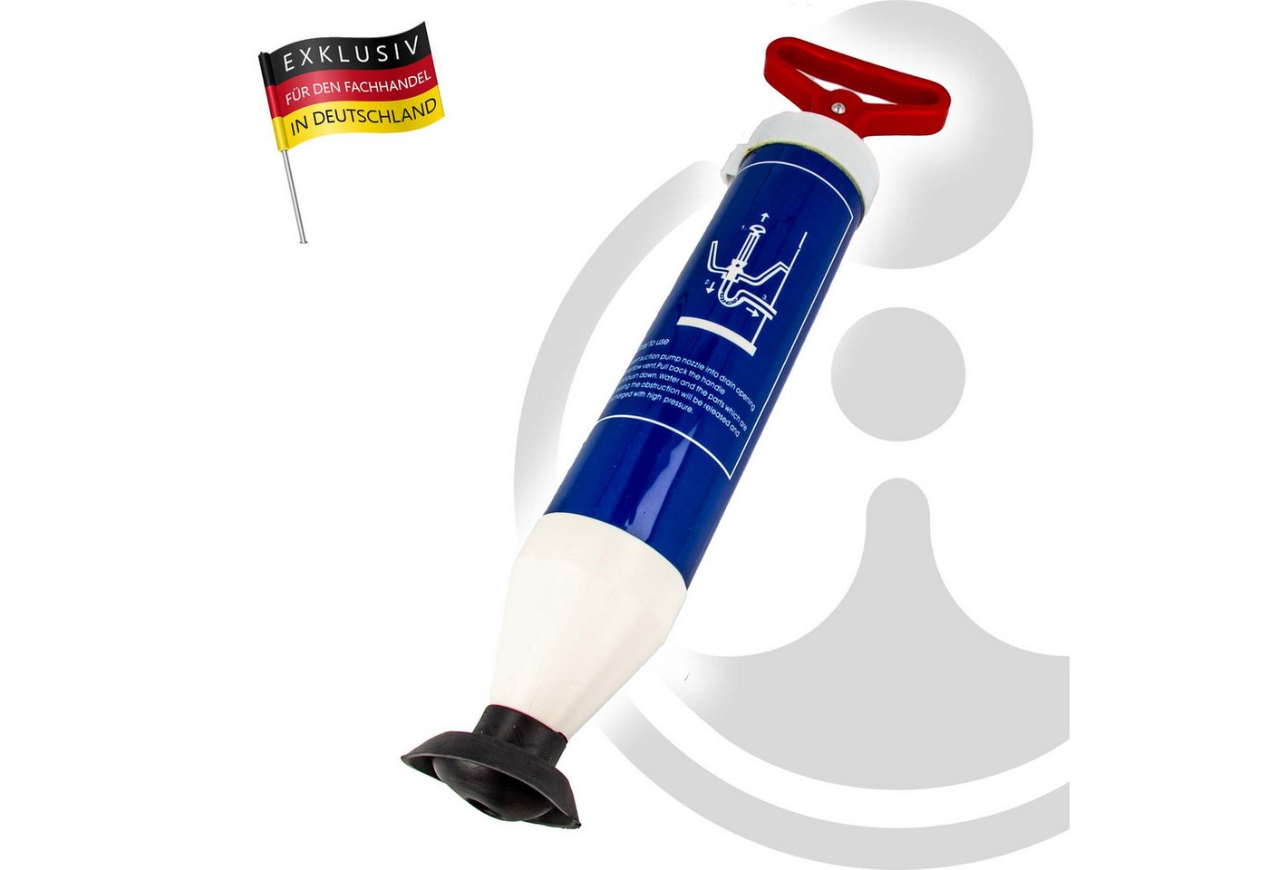 Thumbnail - MASTERPROOF PROFESIONAL Rohrreinigungspumpe Abflussreiniger Rohrreiniger Pumpe mit Saug - Druckfunktion
