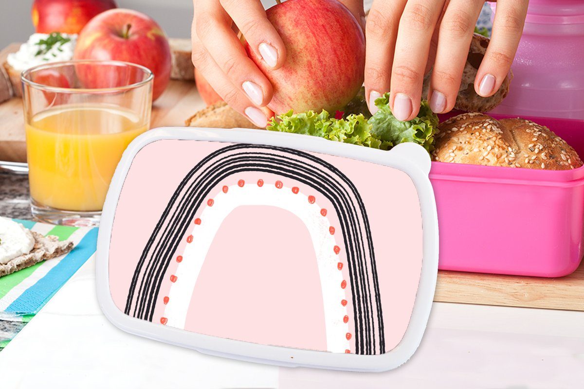 - Mädchen, Lunchbox Rosa, Kunststoff, für Brotbox Erwachsene, (2-tlg), Brotdose Kinder, Kunststoff Minimalismus Snackbox, Regenbogen - MuchoWow