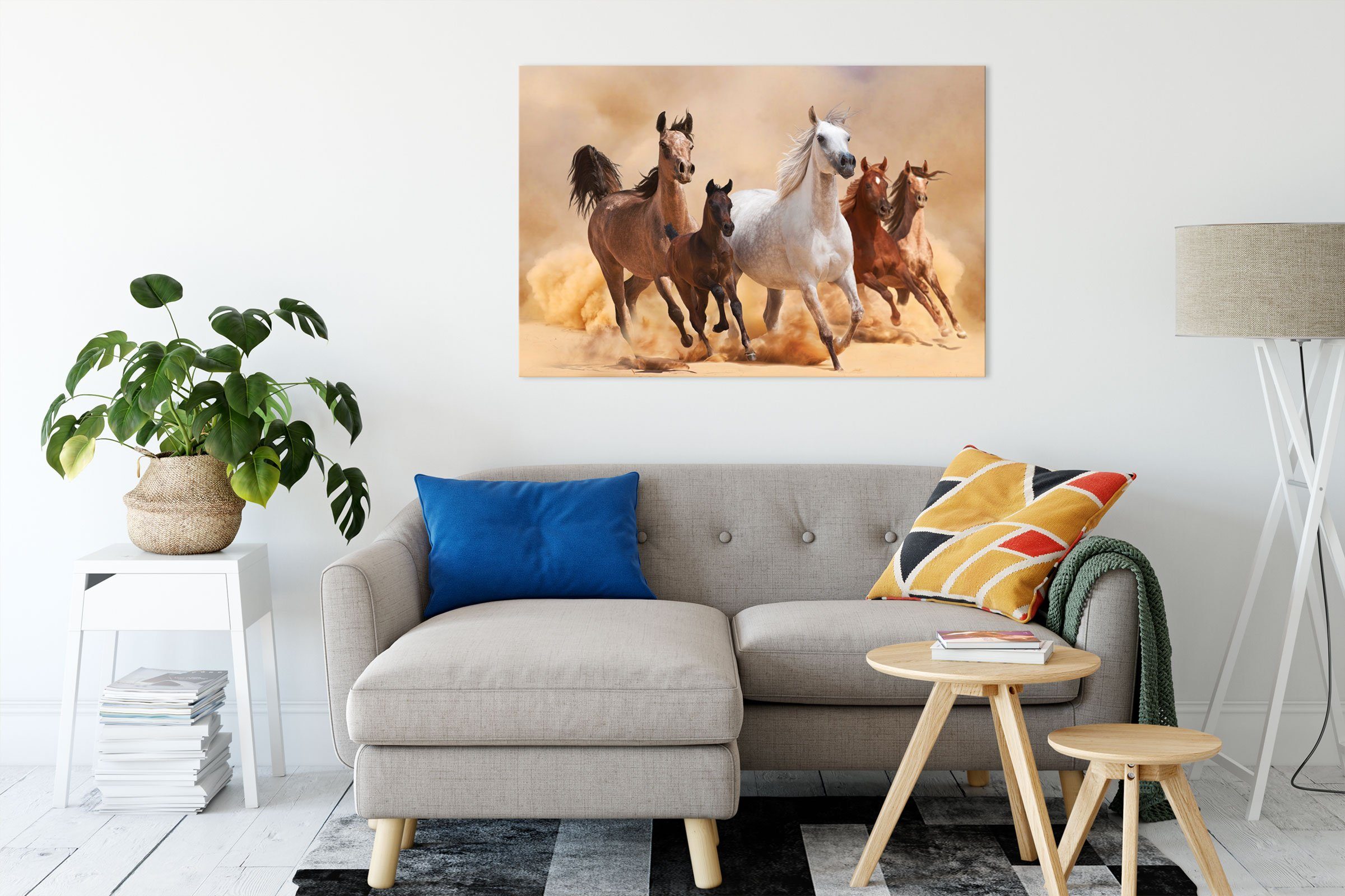 Pixxprint Leinwandbild Western Pferde mit Fohlen, günstig online kaufen