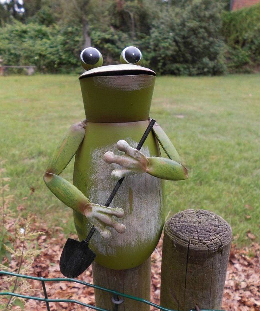 Deko-Impression Dekofigur Zaunfigur Zaunhocker Gartendeko tüchtiger Frosch mit Spaten 15,5 cm (1 St)