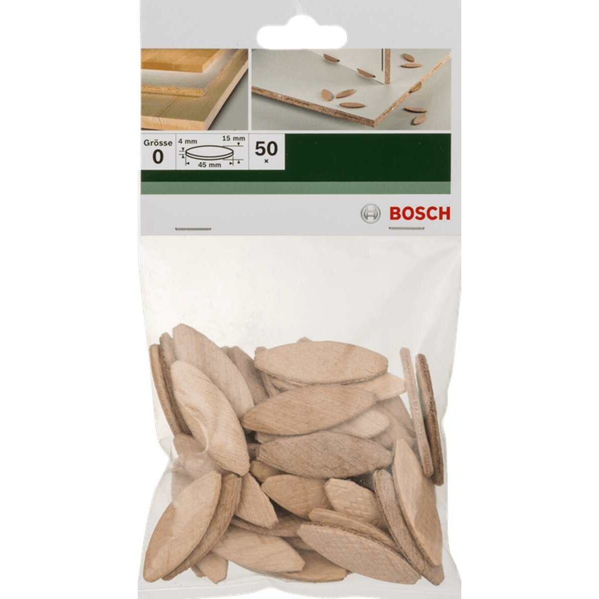 BOSCH Flachdübel Bosch Flachdübel 45 mm 4 mm Lamello 50 Stk Größe 0