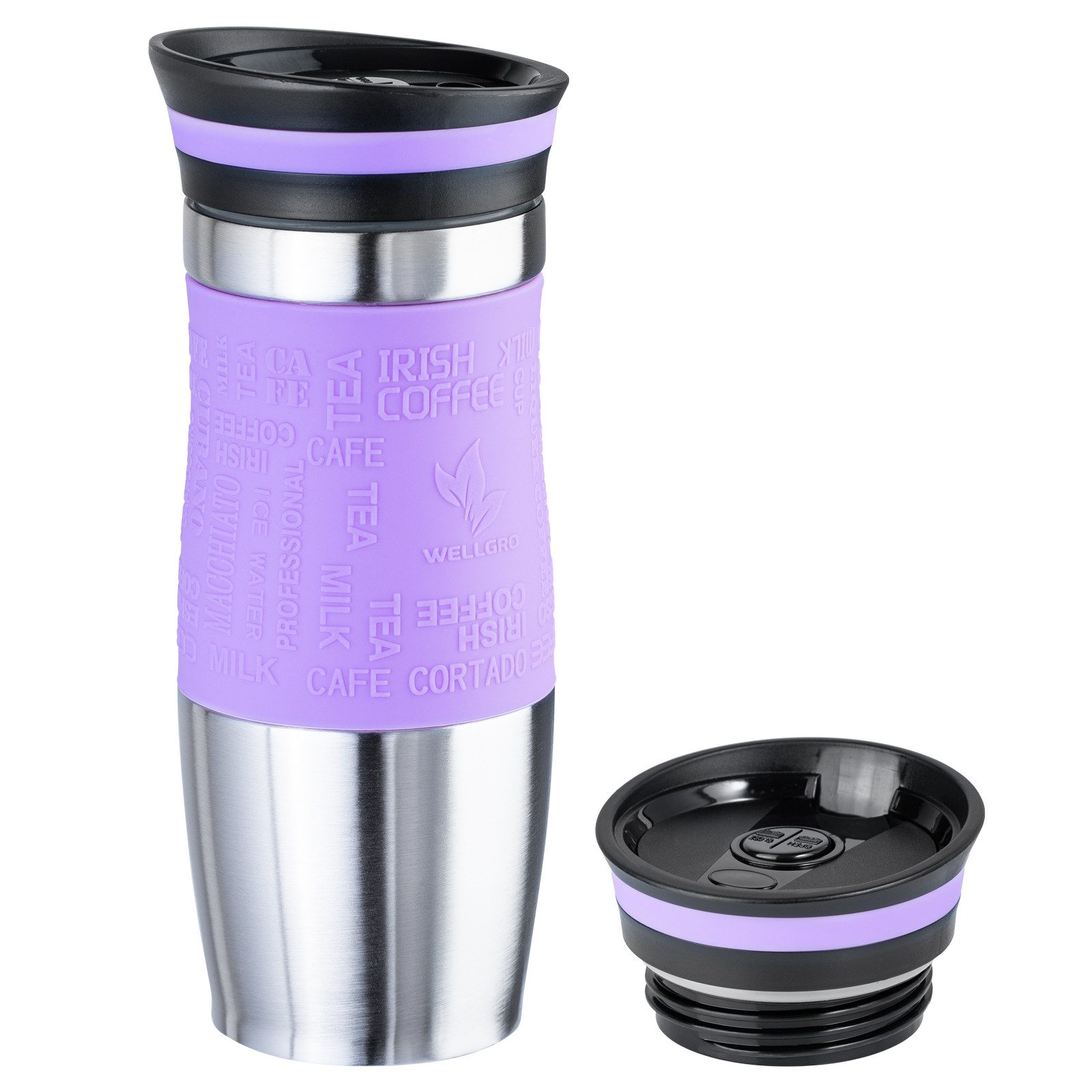 Wellgro Thermobecher Thermobecher 400 ml inklusive 1 Extradeckel