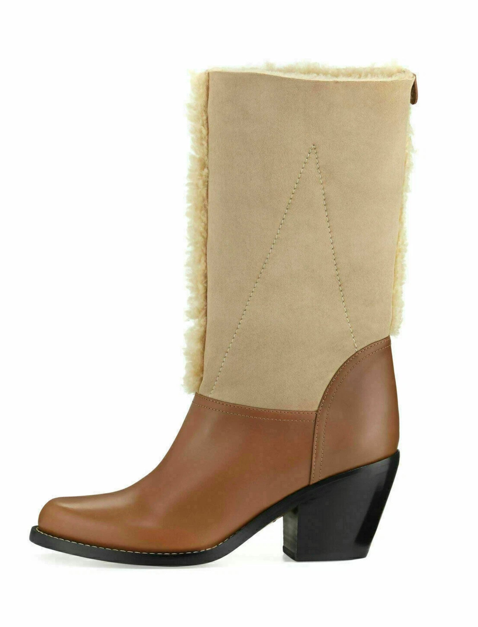 Chloé Kurtis Fold-Over Lammfell Stiefel zum Umklappen Winterboots Zweifach tragbar: hoher Schaft oder umgeschlagen