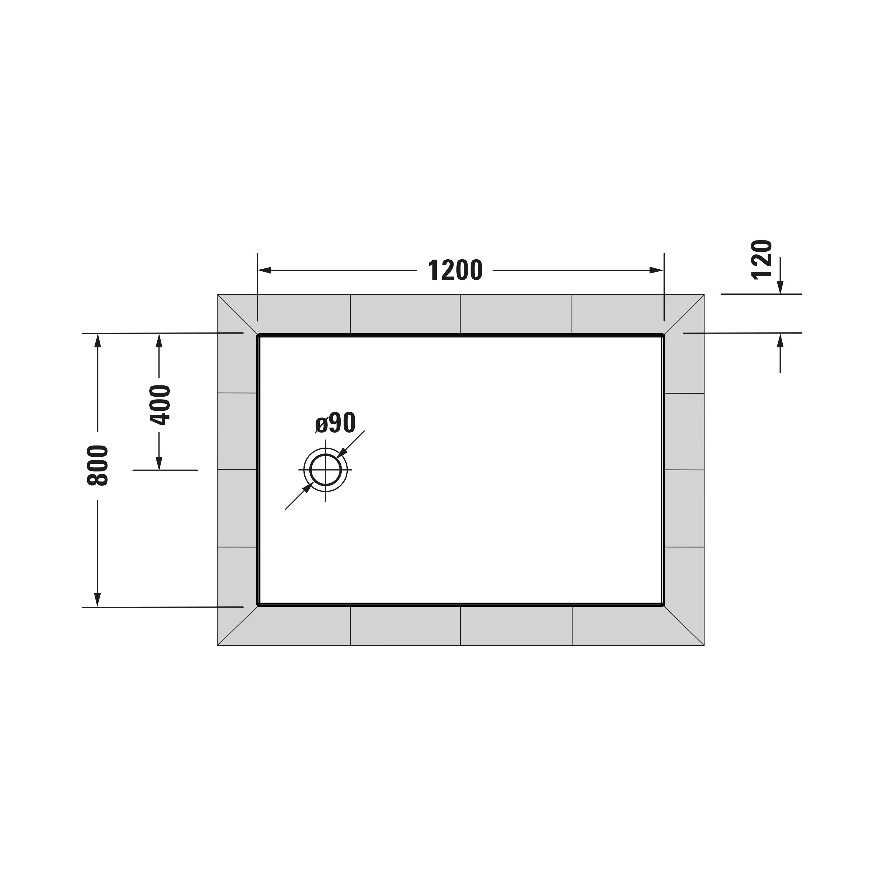 Duravit Duschwanne bodenbündig Tempano 1200 x 800 mm Rechteck Weiß, rechteckig, mit vormontierter Dichtmanschette