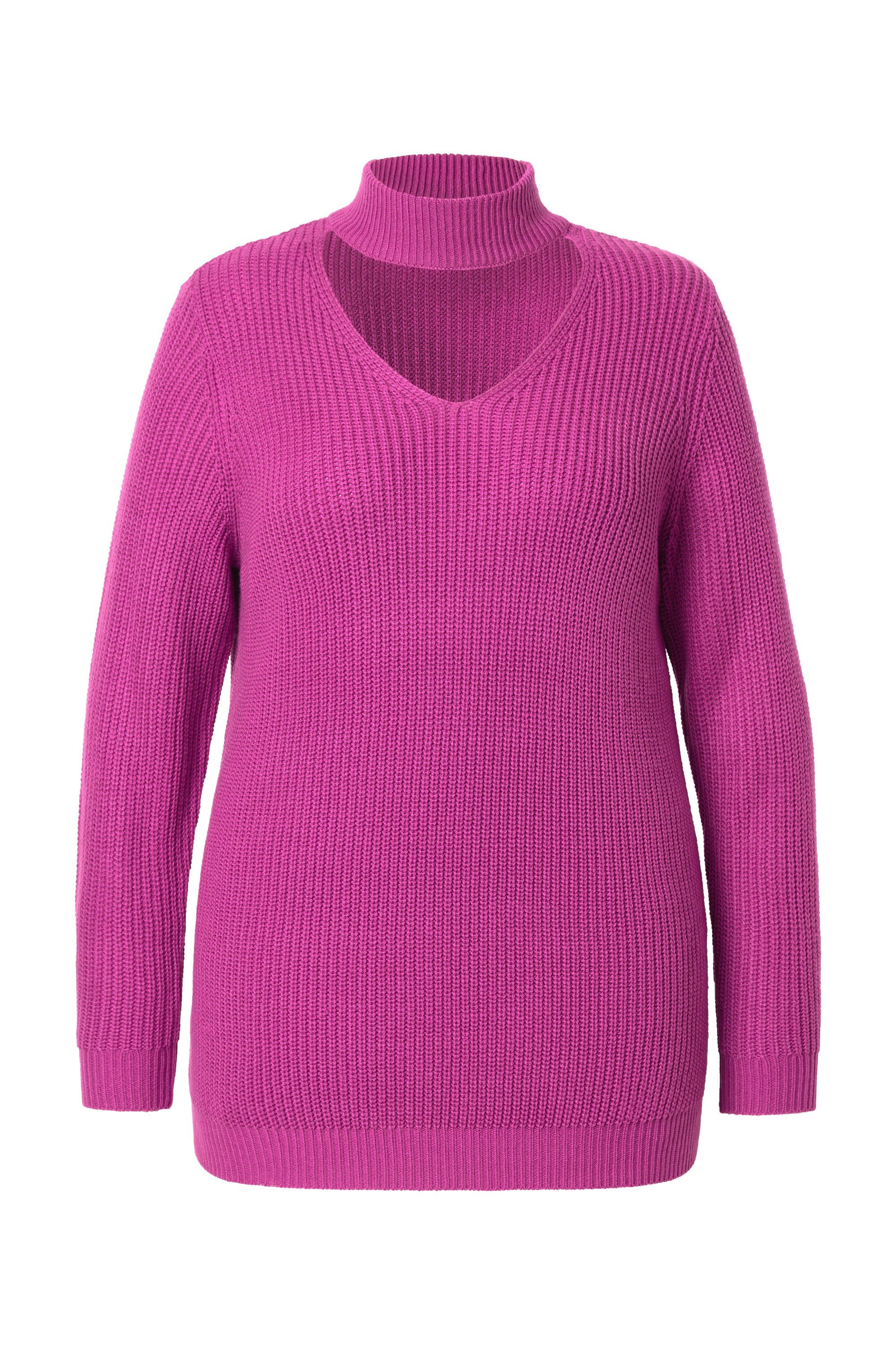 MIAMODA Strickpullover Pullover Regular Fit V-Ausschnitt mit Choker günstig online kaufen