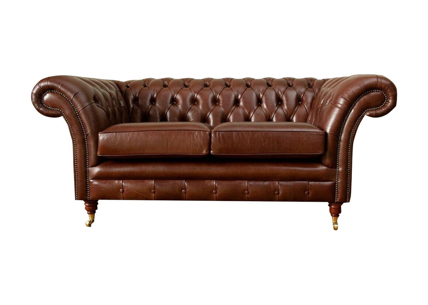Chesterfield-Sofa Chesterfield 2-Sitzer Sofa Polster Design Original Braun