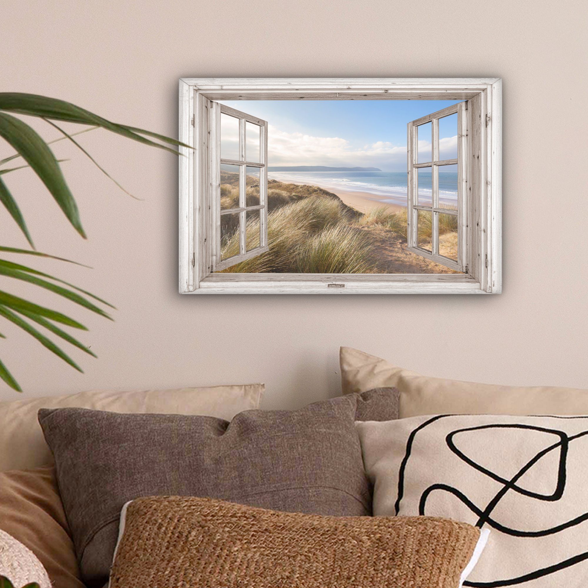 OneMillionCanvasses® Leinwandbild Durchblick - Strand - Meer - Dünen - Stra günstig online kaufen