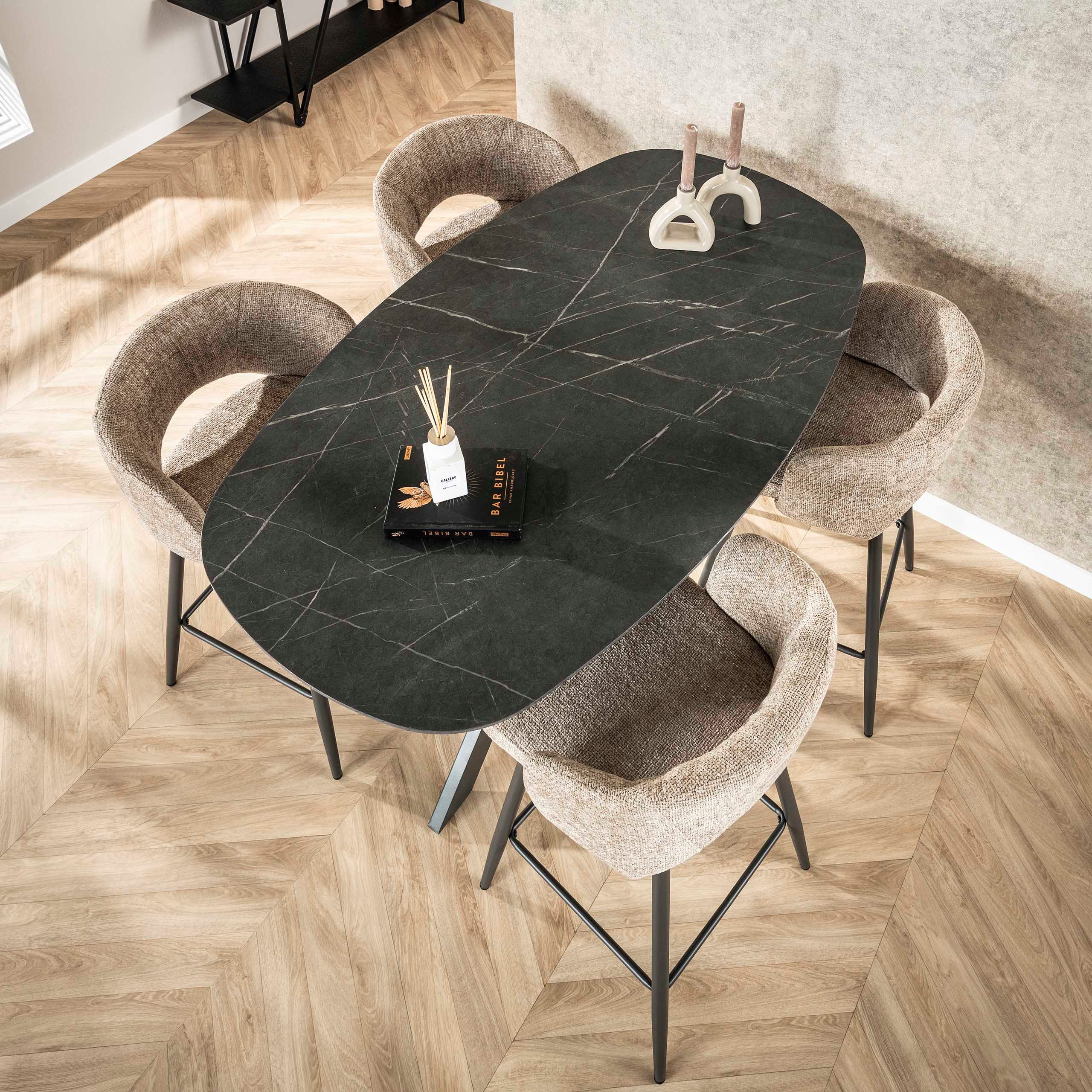 Villa Möbel Bartisch Onyx (1 Tisch, 1-St), Ovaler Bartisch aus 3D Melamin graphite