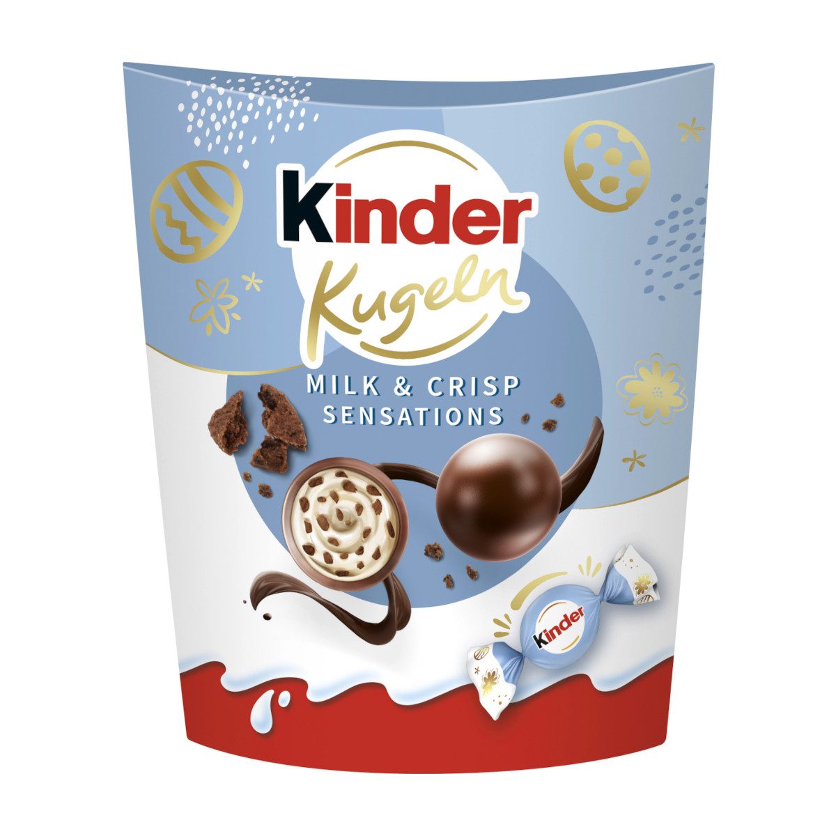 FERRERO Schokolade, Ferrero Kinder Kugeln Ostern Milk and Crispy Schokoladenkugeln 90g