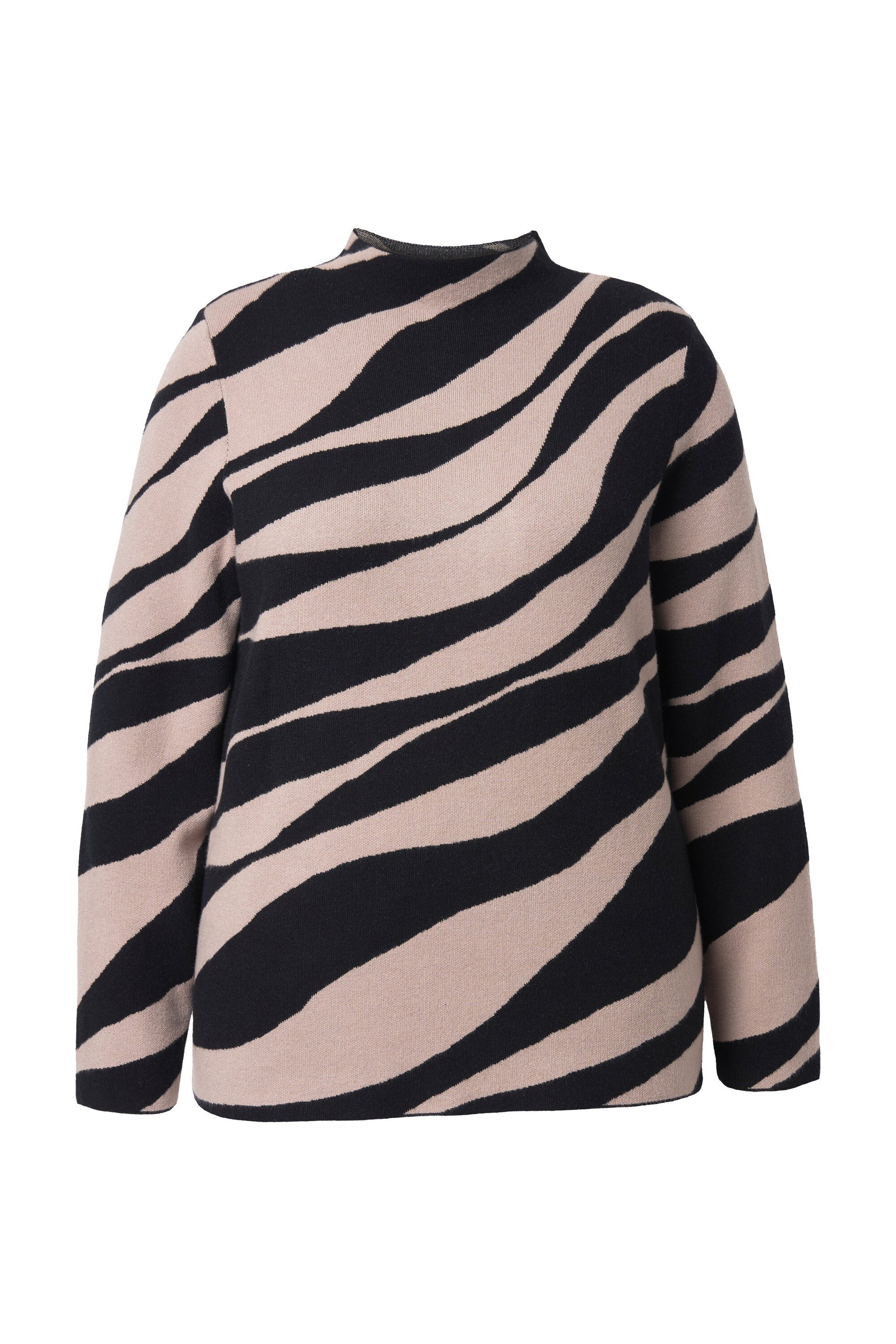 Ulla Popken Strickpullover Pullover Wellen Stehkragen Langarm günstig online kaufen