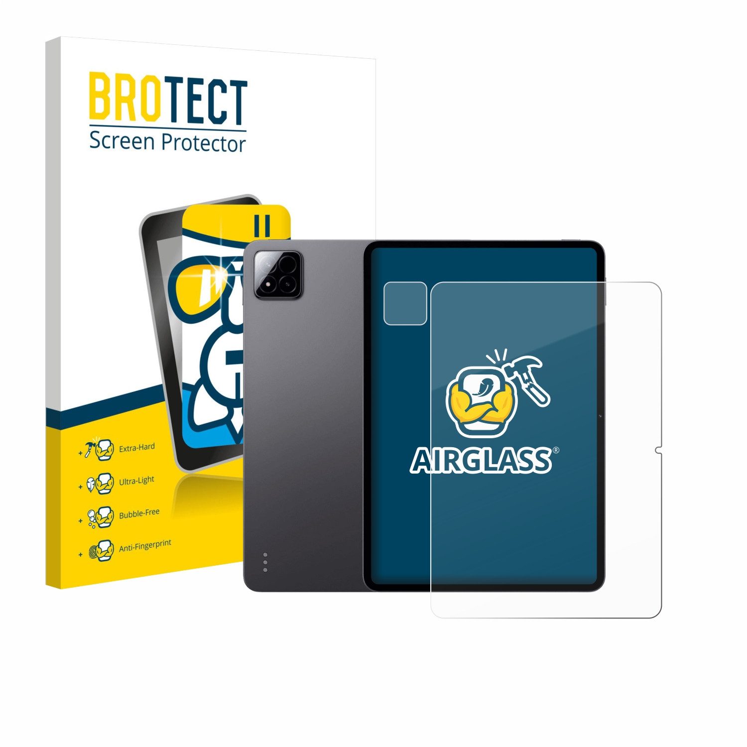 BROTECT Displayschutzglas Folie für Xiaomi Pad 7 Pro (Display+Kamera), Schutzfolie Glas Panzer Display Schutz klar