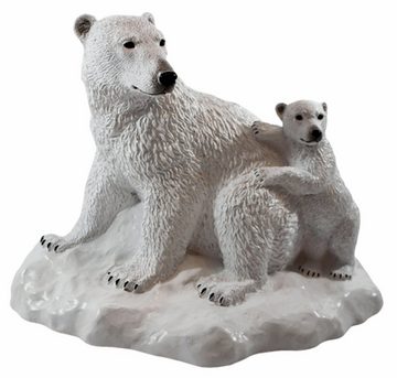 Castagna Tierfigur Figur Großer Eisbär mit Eisbär Baby auf Eisbrocken sitzend Kollektion Castagna aus Resin H 22 cm