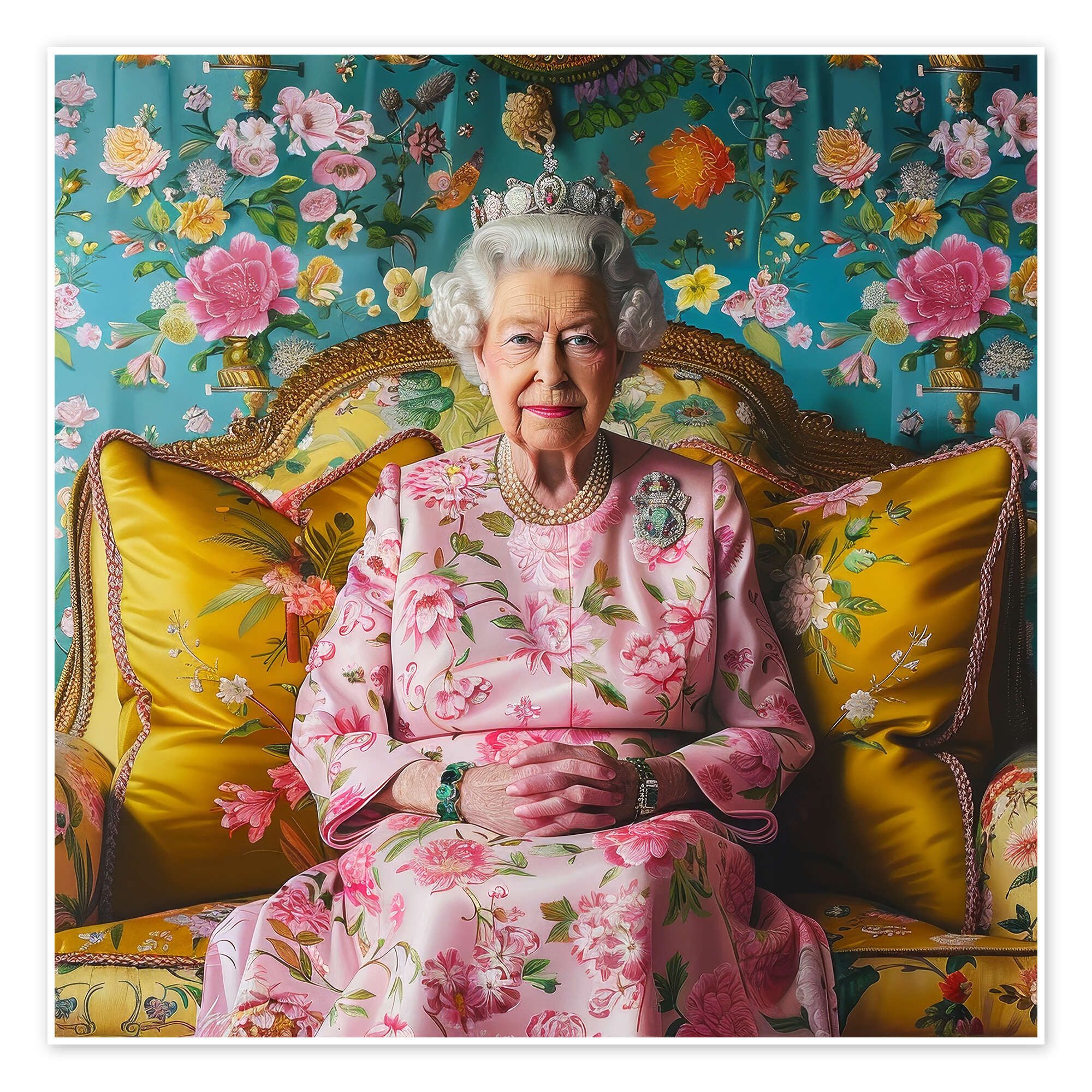 Posterlounge Wandbild Die Queen auf dem Sofa, DejaReve, erhältlich als Poster, Leinwandbild, Wandsticker oder Acrylglasbild