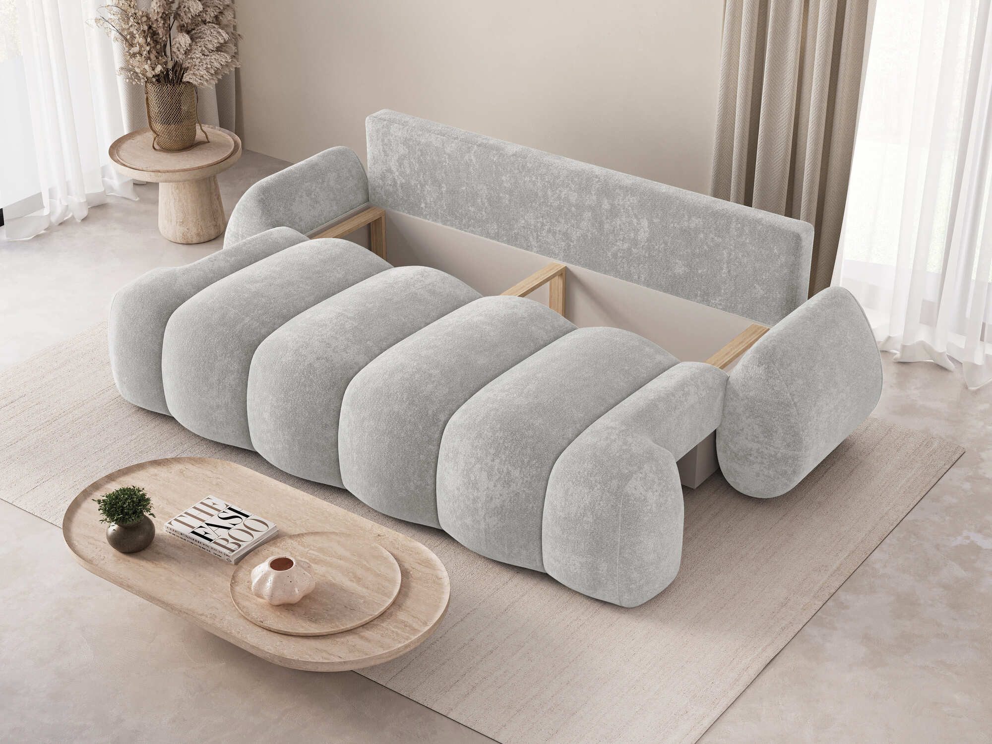 MOEBLO Schlafsofa STONE, Design Schlafsofa mit Schlaffunktion - modernes Sofa mit Bettkasten, frei stellbar, inklusive Kissen, Couch Polstermöbel Sitzmöbel Wohnzimmermöbel 3-Sitzer-Sofa Stoffsofa, (BxHxT): 270 x 103 x 113 cm