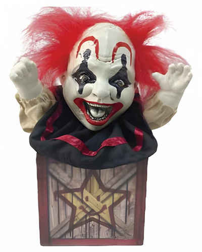 Horror-Shop Dekoobjekt Halloween Horrorclown in der Box Animatronic 27cm