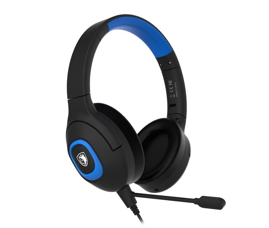 Sades Shaman SA-724 Gaming Headset, schwarz/blau, USB, kabelgebunden Gaming-Headset (Mikrofon abnehmbar, Stereo, Over Ear, PC, PST, XBox, Nintendo Switch, VR, Phone)