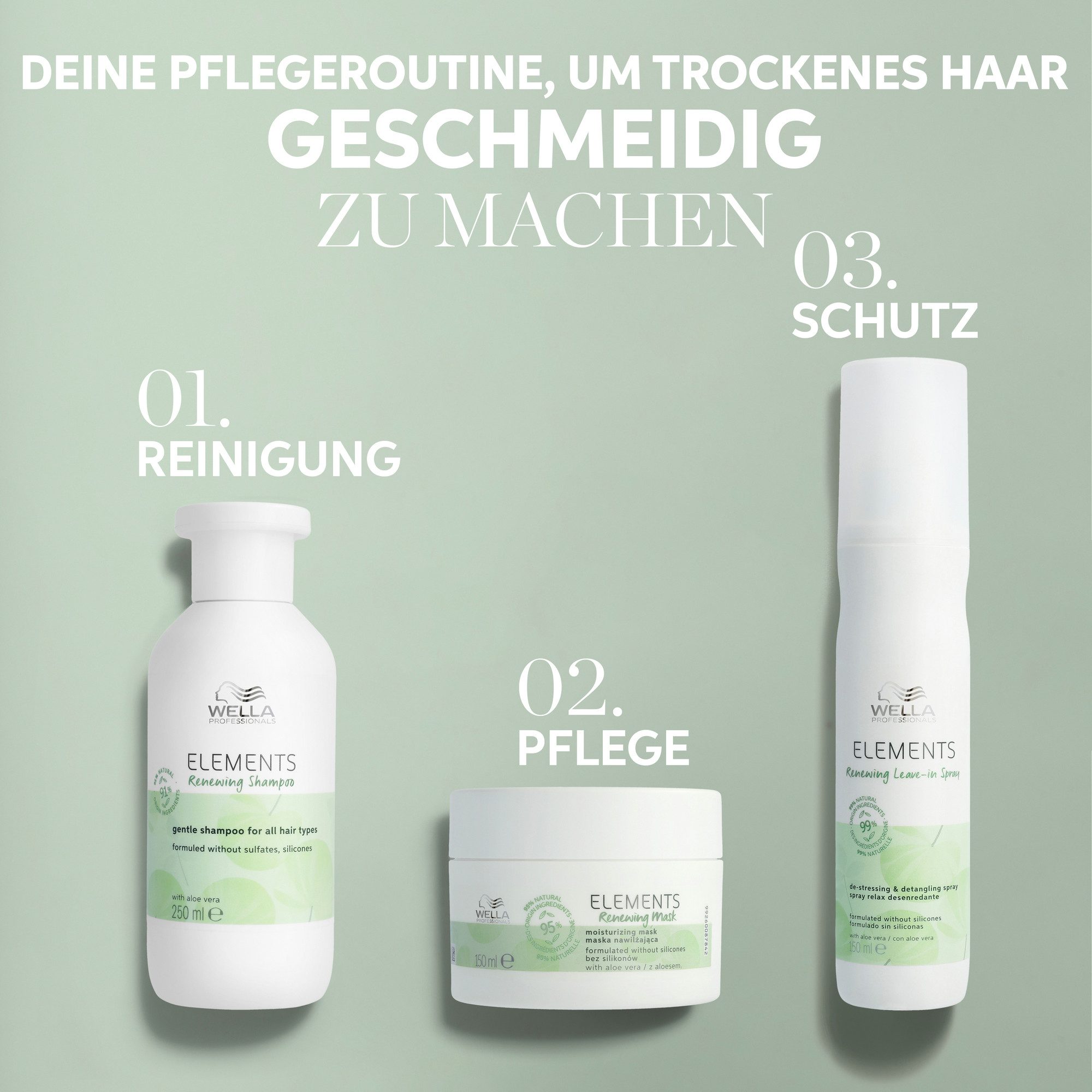 Wella Professionals Haarshampoo CARE ELEMENTS CALMING SHAMPOO, sanfte Pflege für empfindliche oder trockene Kopfhaut