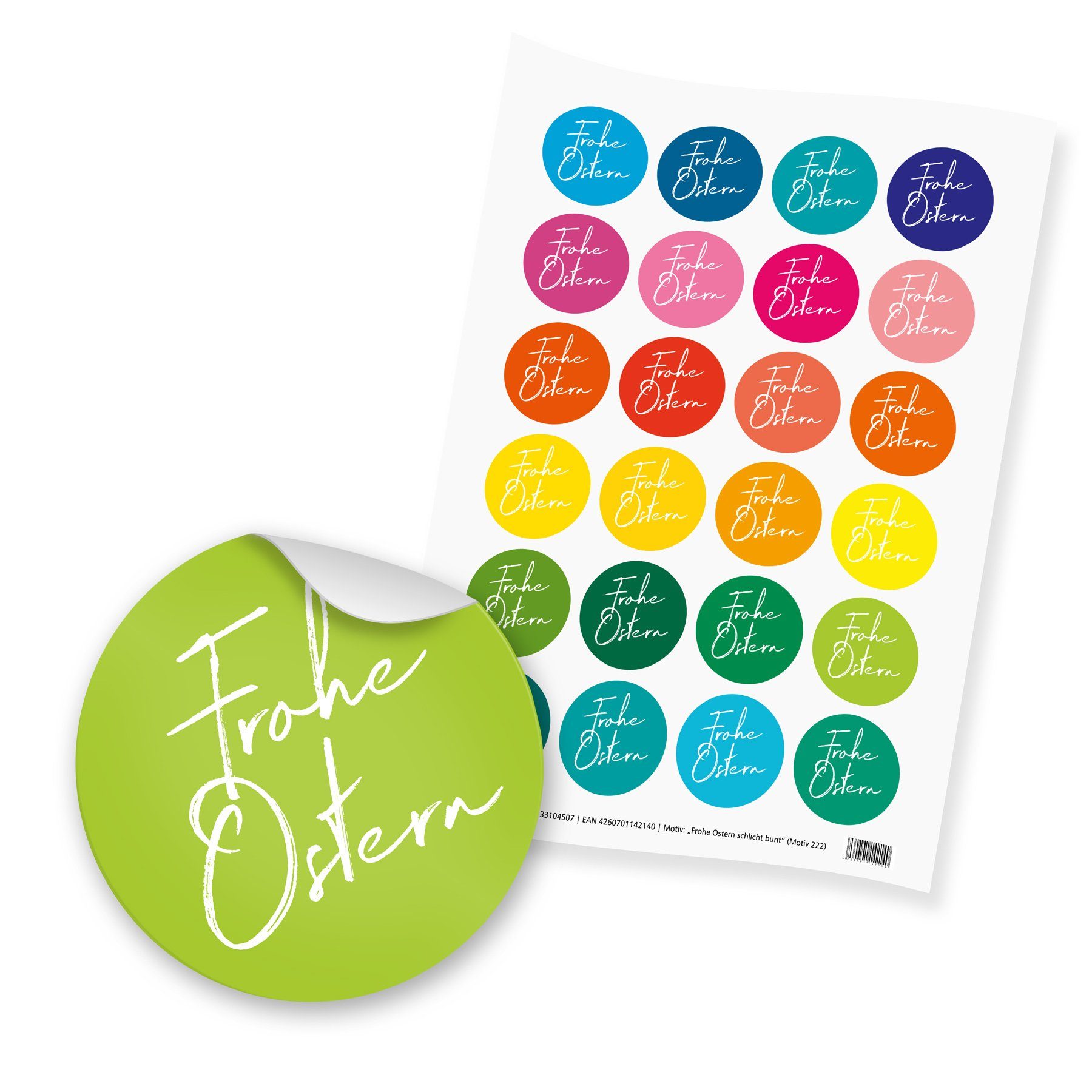 itenga Aufkleber itenga 24x Sticker Frohe Ostern schlicht bunt (Motiv 222)