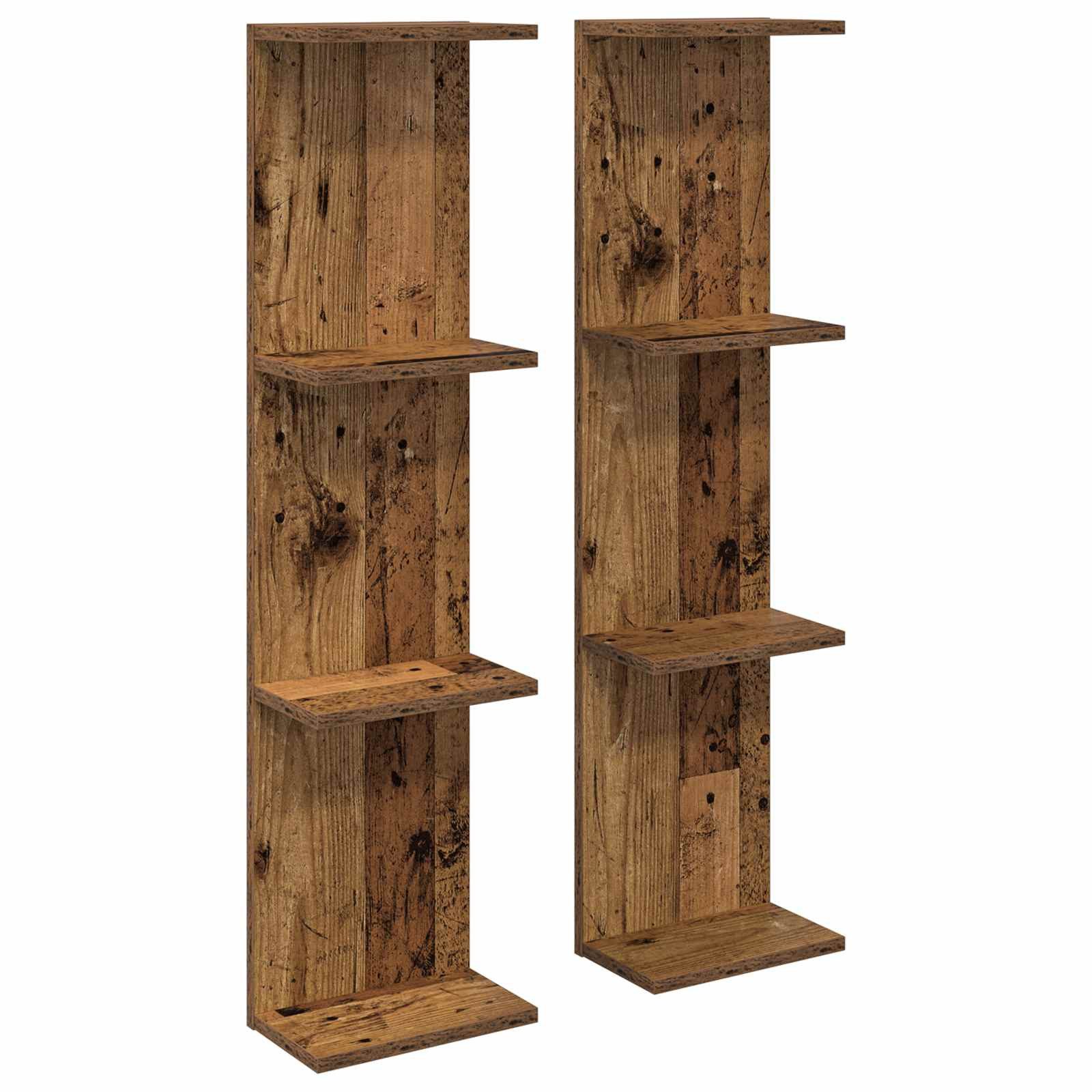 vidaXL Wandregal 25 x 15 x 100 cm Wandregal 2 pcs Altholz 25x15x100 cm Holzwerkstoff