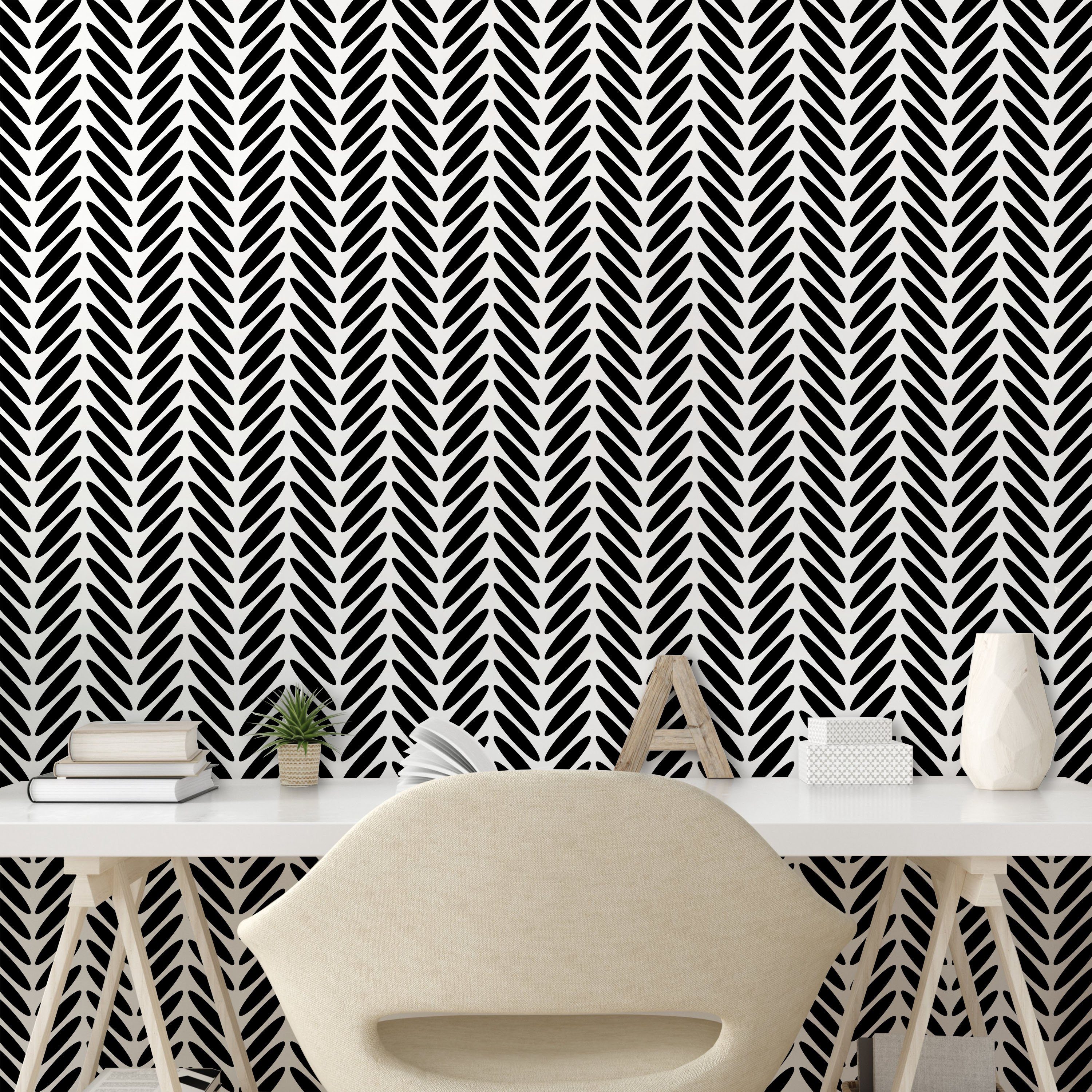 Abakuhaus Vinyltapete selbstklebendes Küchenakzent, Wohnzimmer Monochrome Klassische Winkel Chevron