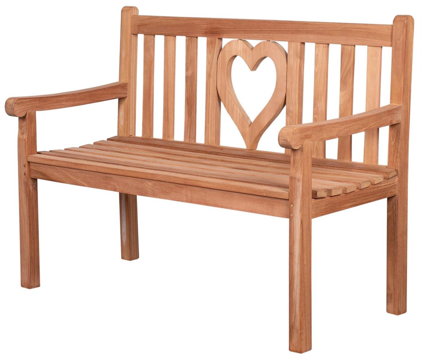 bene living Gartenbank Teakholz Herz 120 cm, naturbelassenes Massivholz aus günstig online kaufen