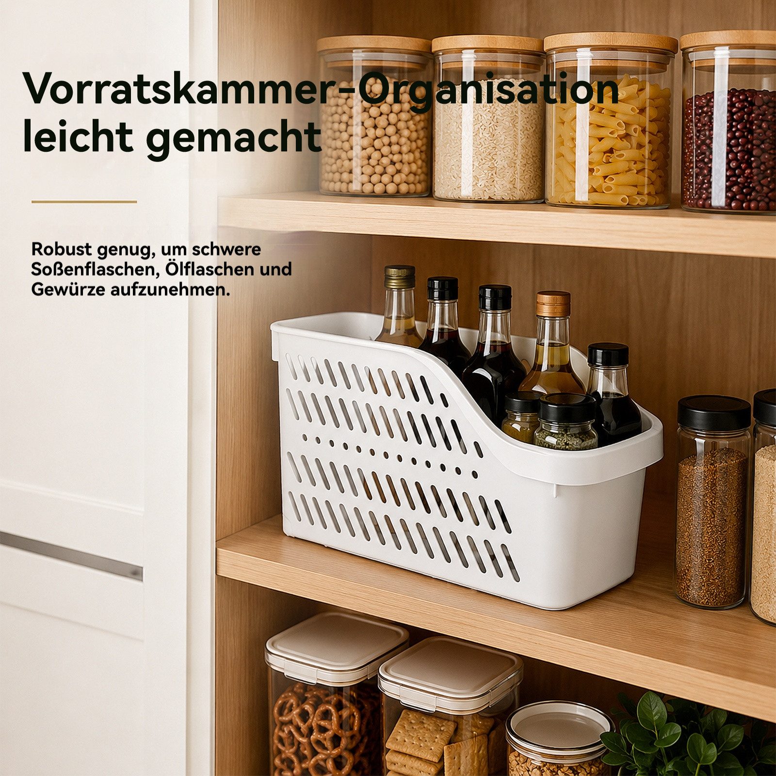 BlingBin Aufbewahrungskorb Aufbewahrungsbox mit Rollen Küchenschrank, Organizer und Aufbewahrung (3er Set, 3 St., Unterbecken Organizer,Mehrzweck Kunststoff Schrankkorb 36x19x13cm), Für Küche, Badezimmer, Küchenschrank, Kosmetik,Kinderzimmer,Büro