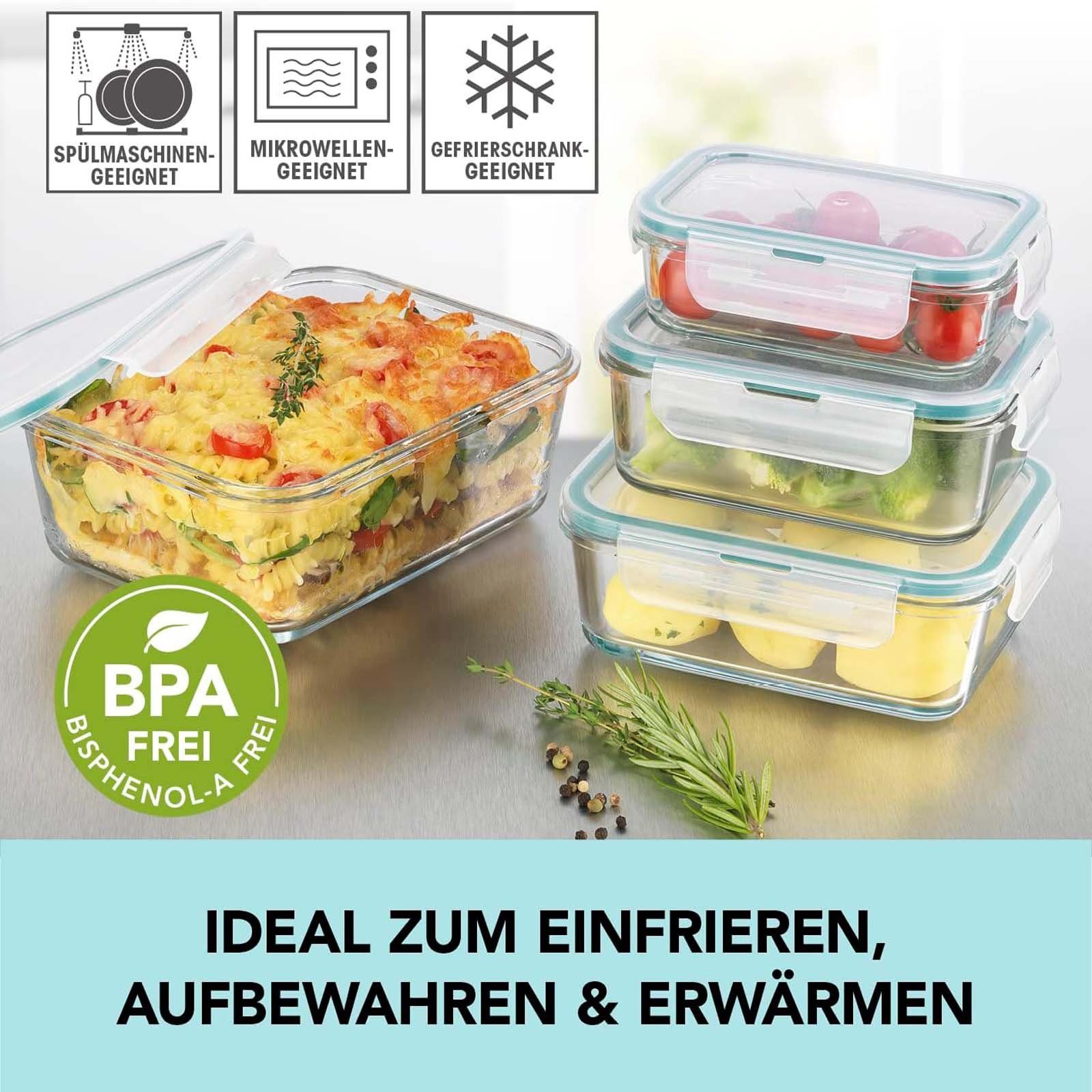 Glasbehälter, GOURMETmaxx Mikrowelle, und Spülmaschine, Frischhaltedose Klick-It für geeignet Backofen (8-tlg), Set Mit Vorratsdosen Dosenset Deckel Glas, Gefrierschrank