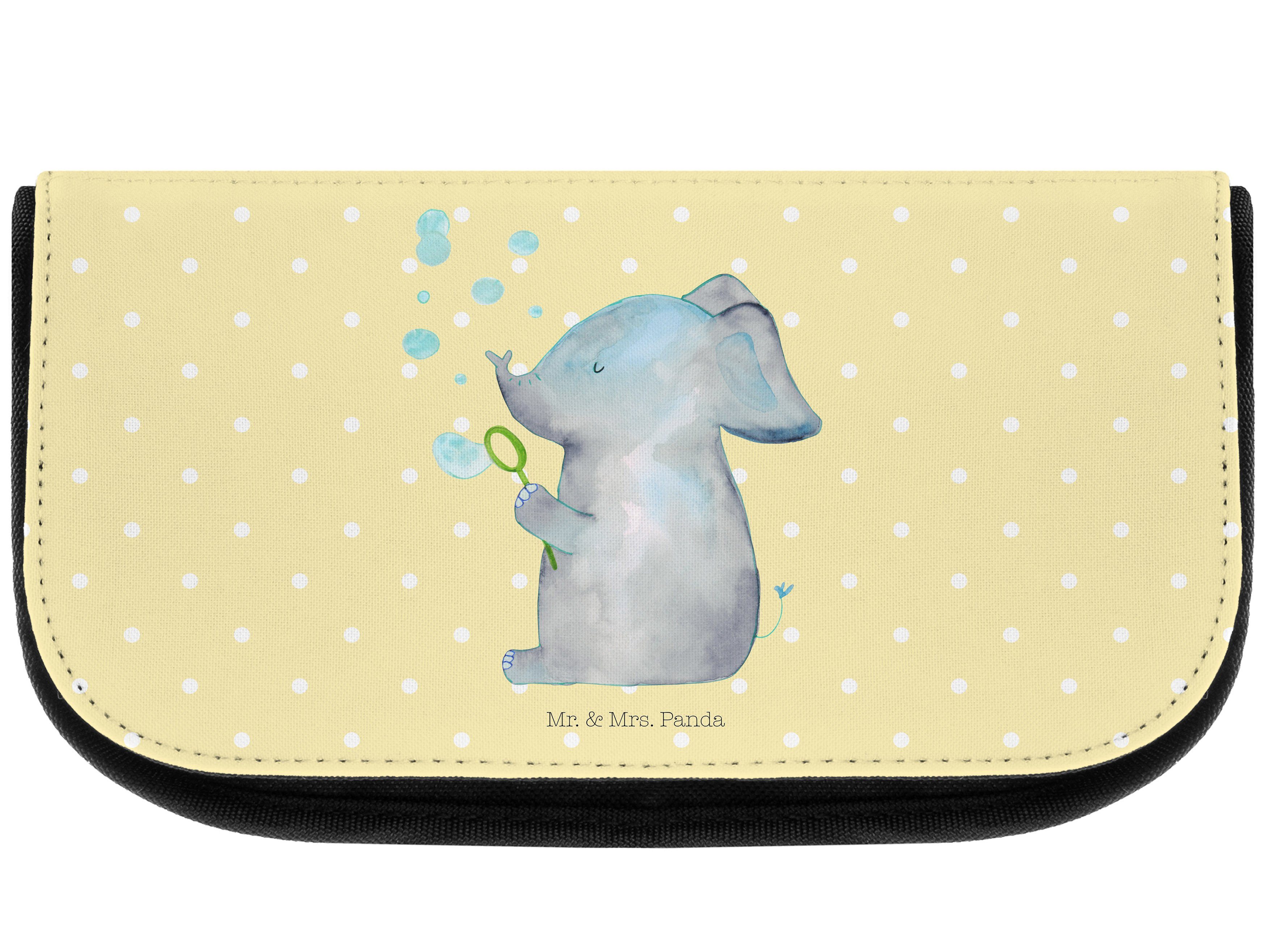 Mr. & Mrs. Panda Kosmetiktasche Elefant Gelb Make-Up Tasche, - Geschenk, Seifenblasen Pastell - Gute (1-tlg)