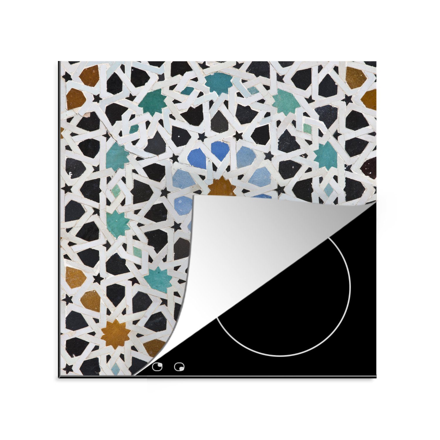 MuchoWow Herdblende-/Abdeckplatte Ein marokkanisches Mosaikdetail, Vinyl, (1 tlg), 78x78 cm, Ceranfeldabdeckung, Arbeitsplatte für küche